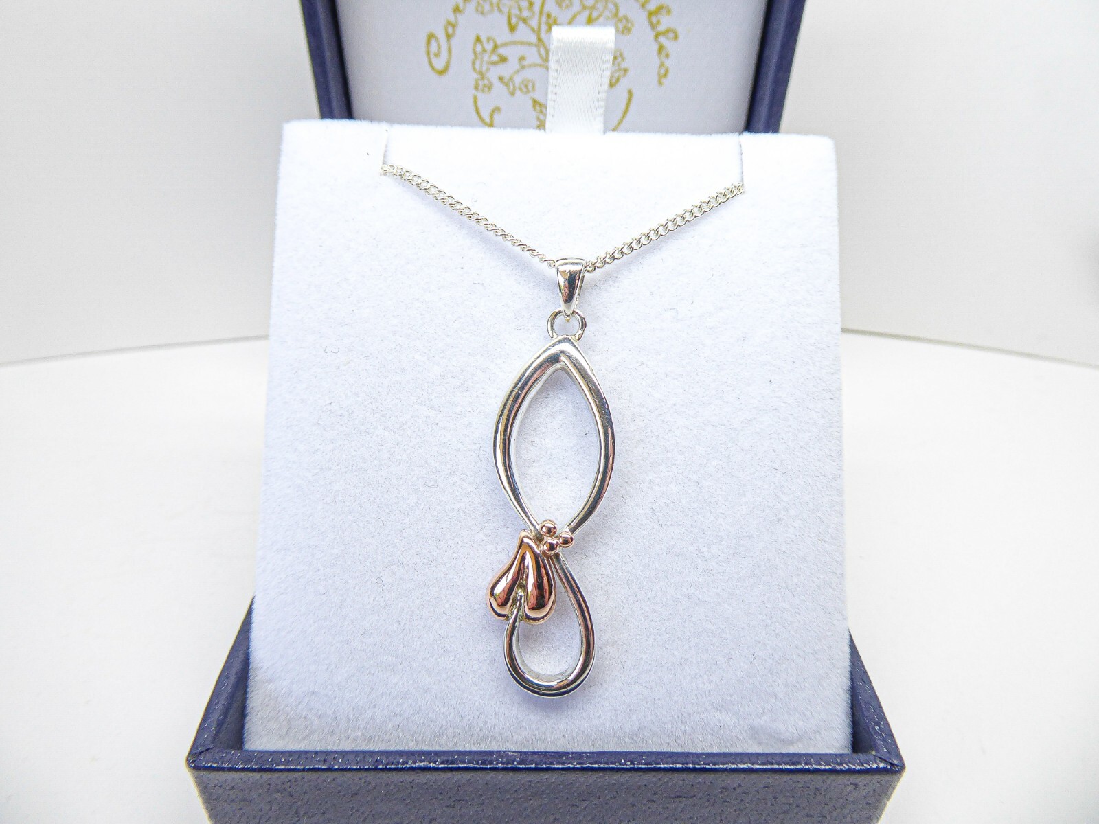 Clogau Gold Silver & 9ct Rose Gold Tree of Life Ivy Leaf Pendant & 20″ Chain