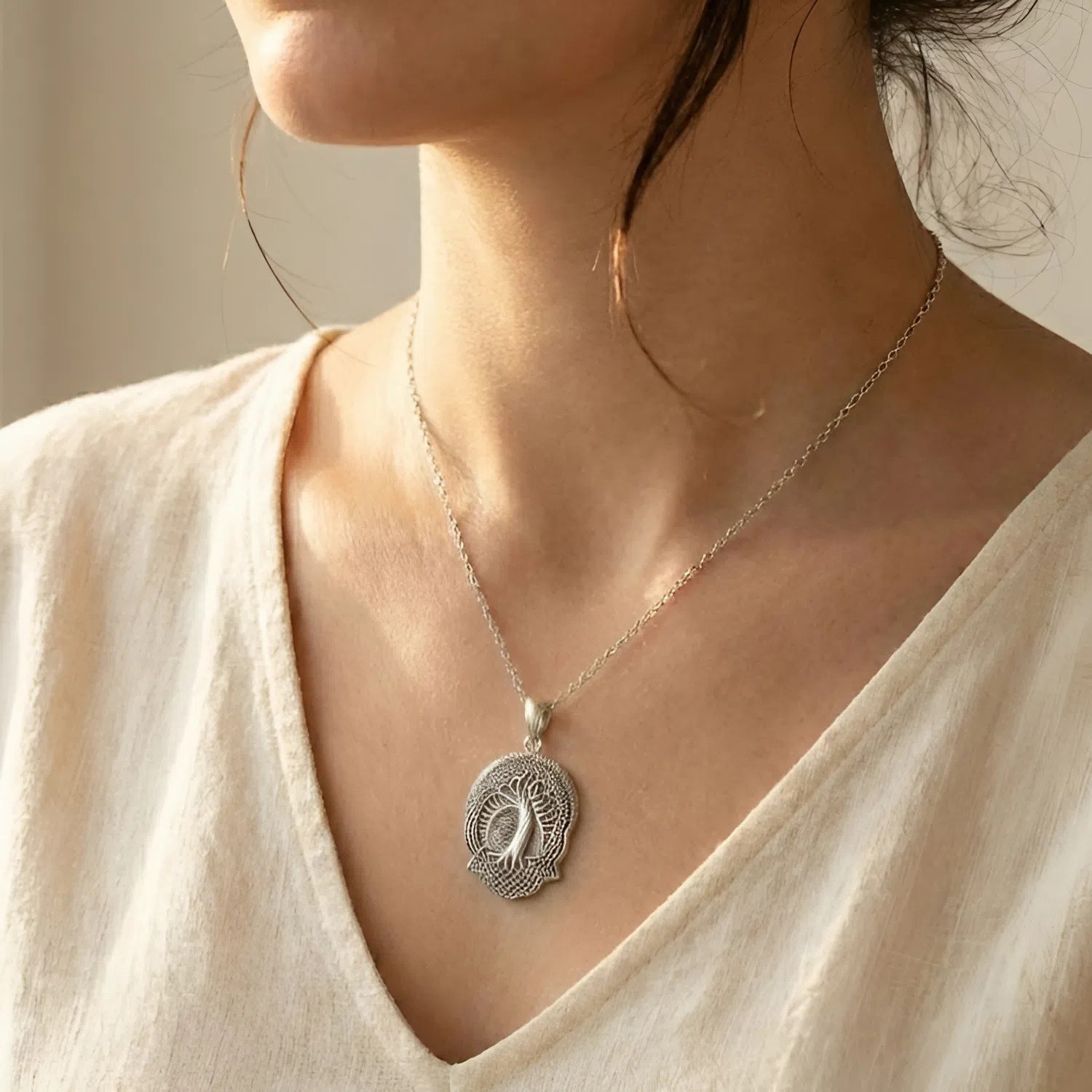 Tree of Life Pendant Sterling Silver Celtic Knot Jewelry Yggdrasil Sun Moon