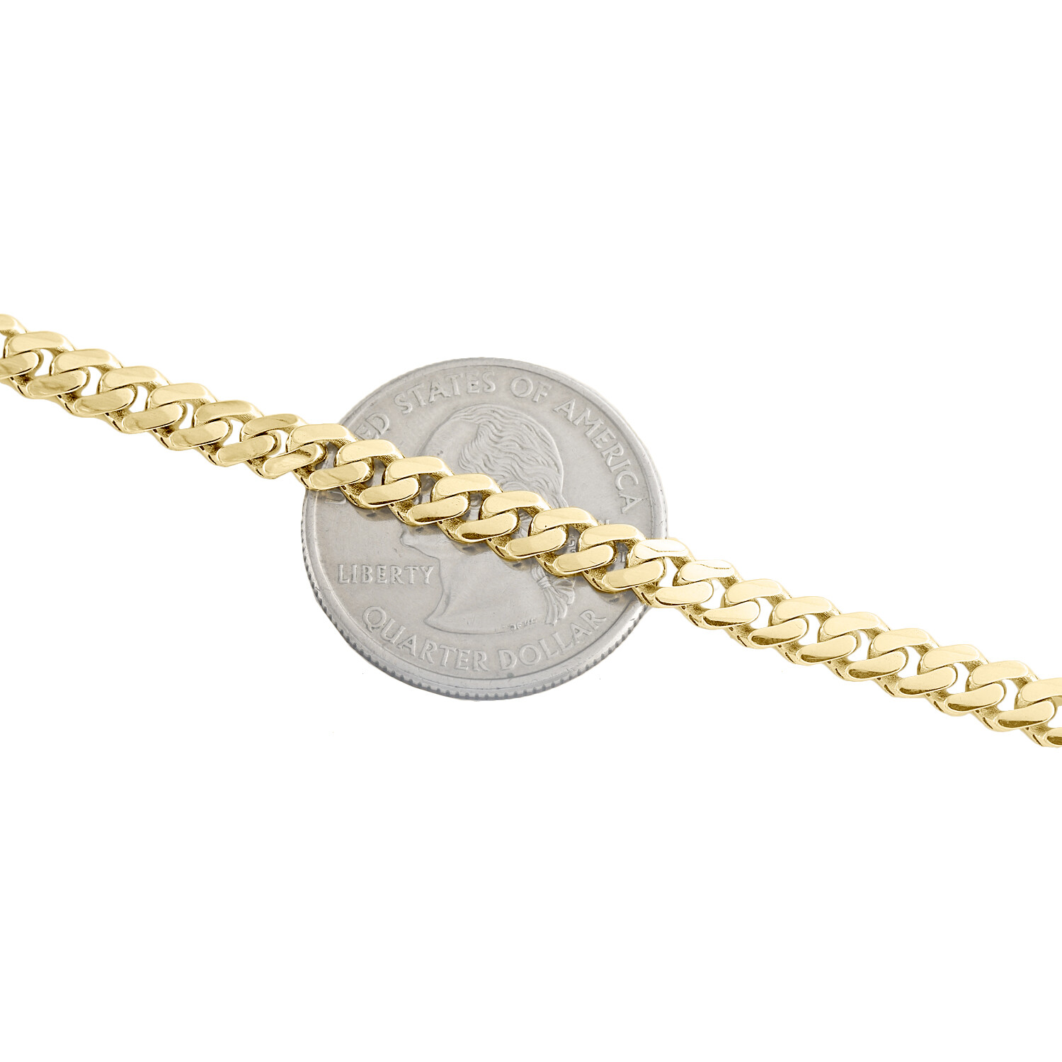 10K Yellow Gold High Polish 5mm Monaco / Cuban Link Chain Statement Necklace 16″