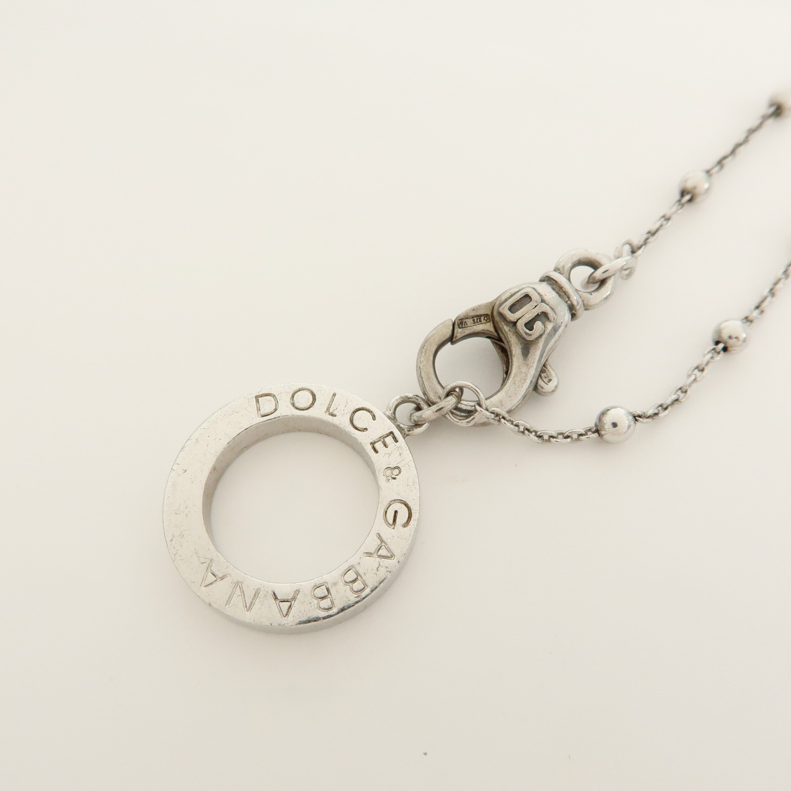 Dolce & Gabbana Sterling Pendant Necklace SV925 Silver Authentic Used F/S