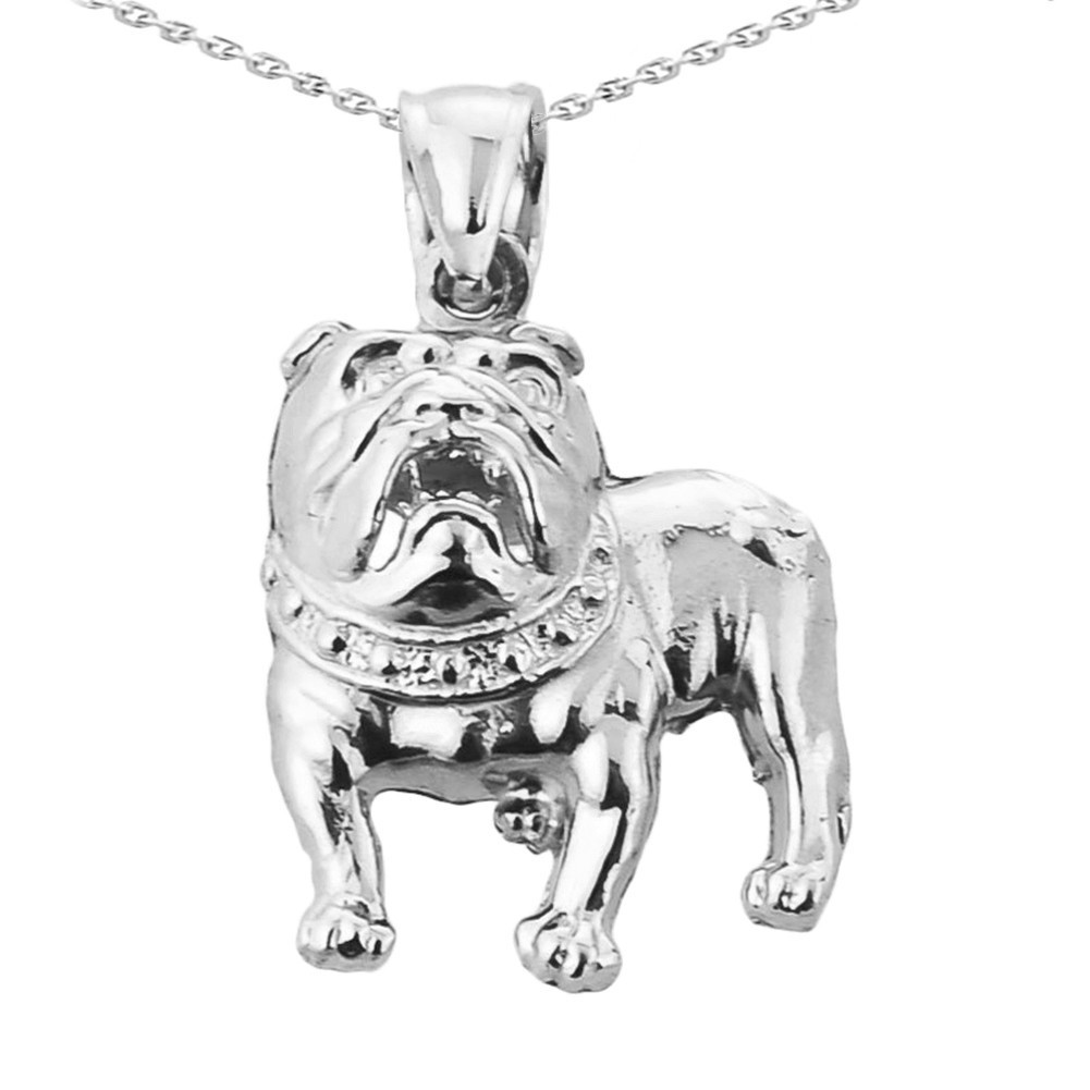 Solid Gold Bulldog Pendant Necklace (Available in Yellow/Rose/White Gold)