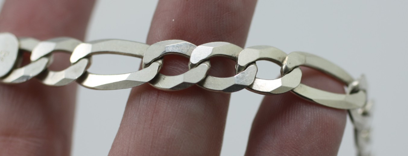 Sterling Silver 925 Figaro 9mm chain link necklace 30″ bracelet 8.5″ Italy SPI