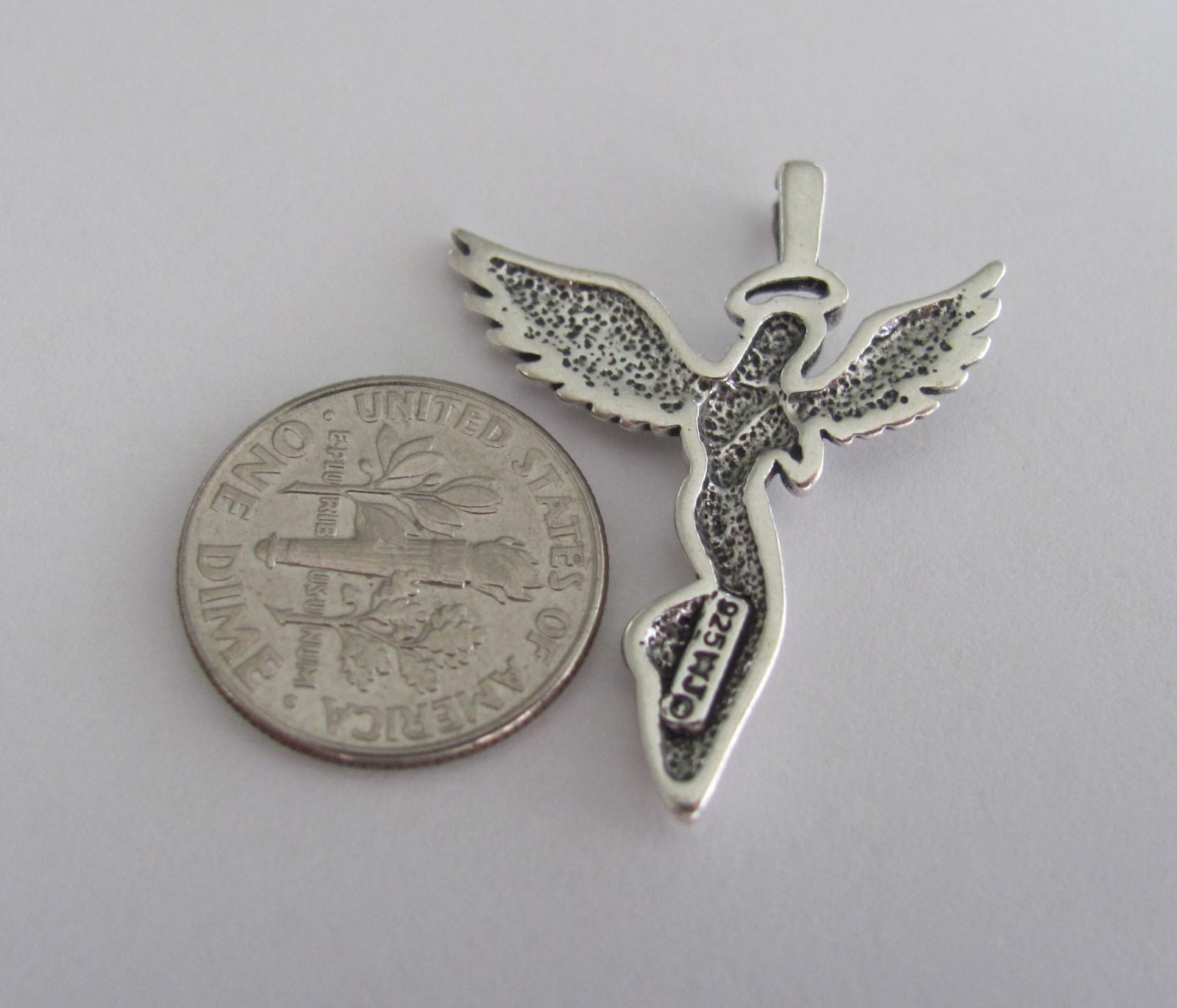Sterling Silver 26mm Angel praying pendant
