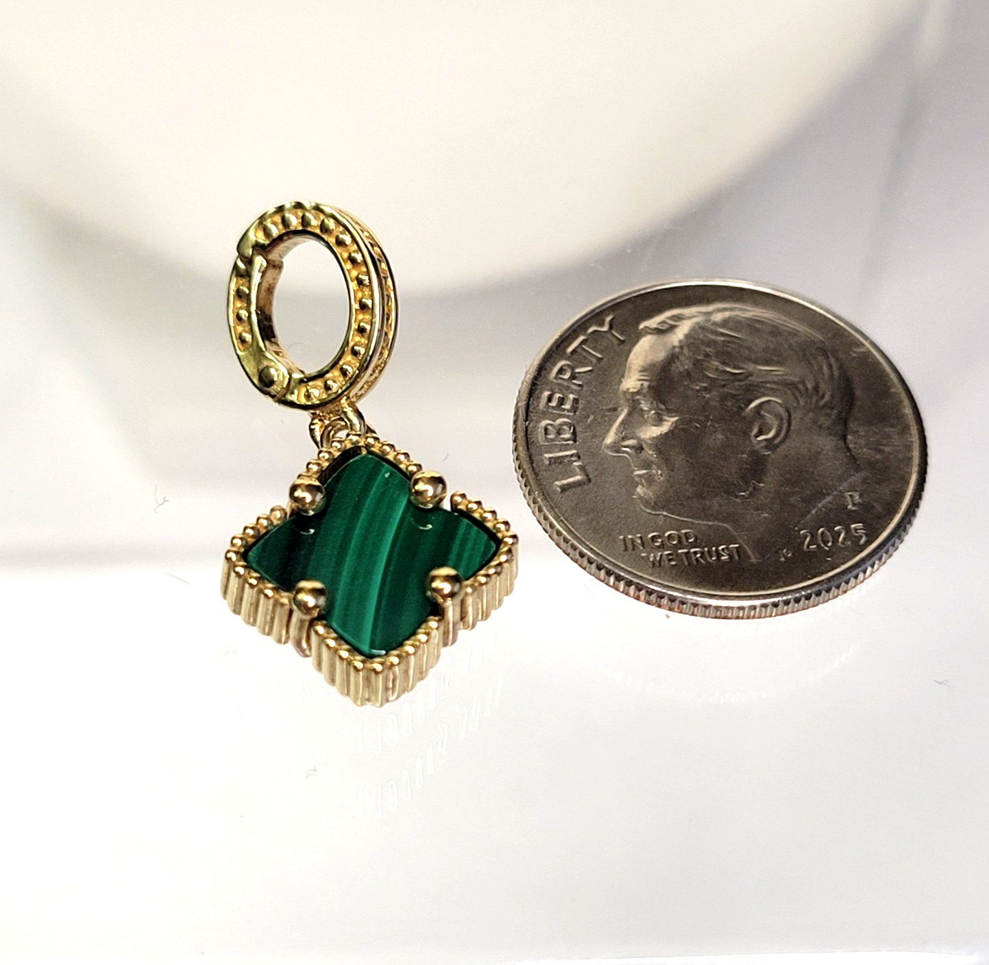 New JTV 925 Artisan Turkey 18K Gold over Sterling Silver Malachite Gem Enhancer