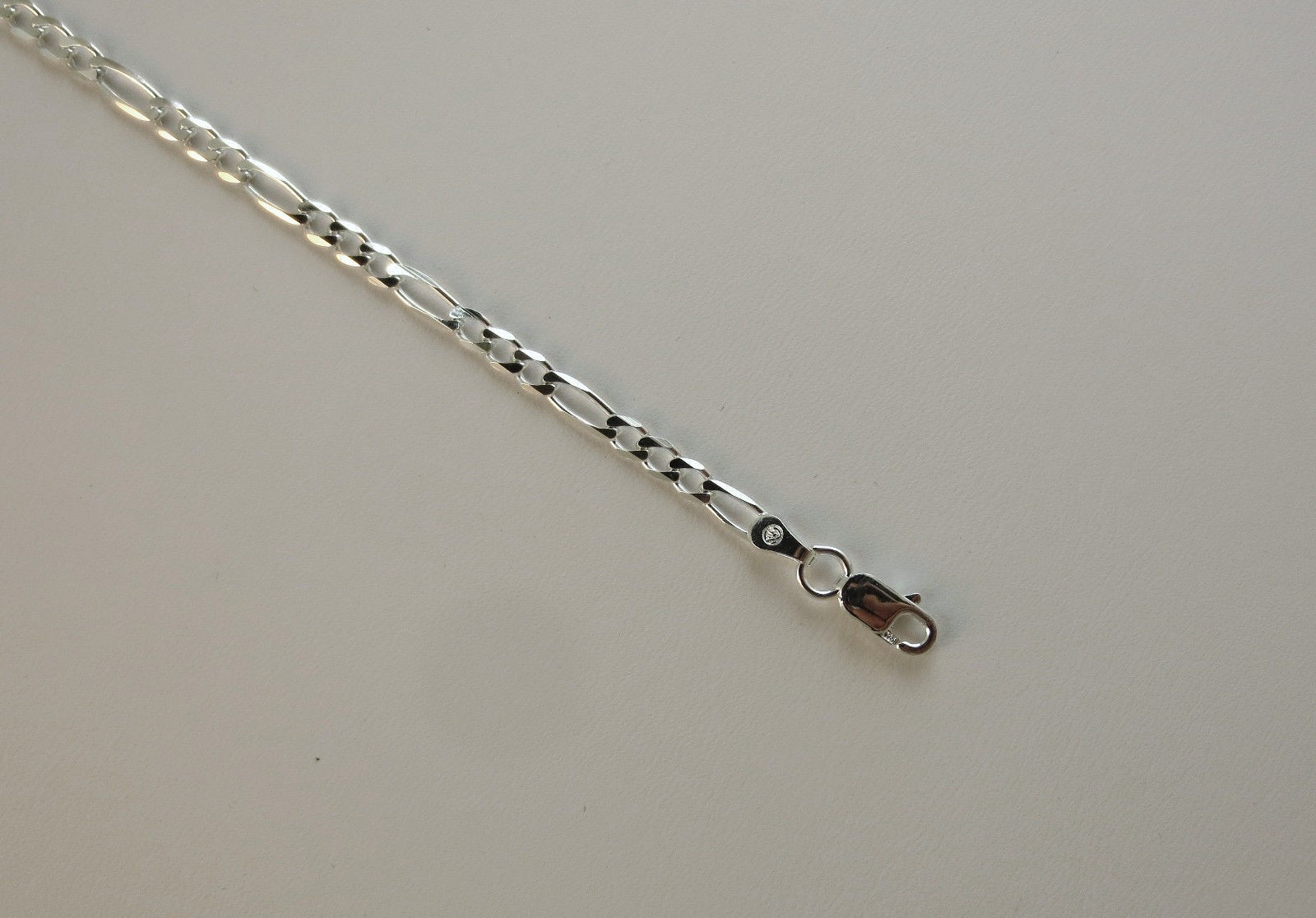 3mm Figaro Sterling Silver Chain Pure 925 Italian16,18,20,22,24,30 inch Necklace