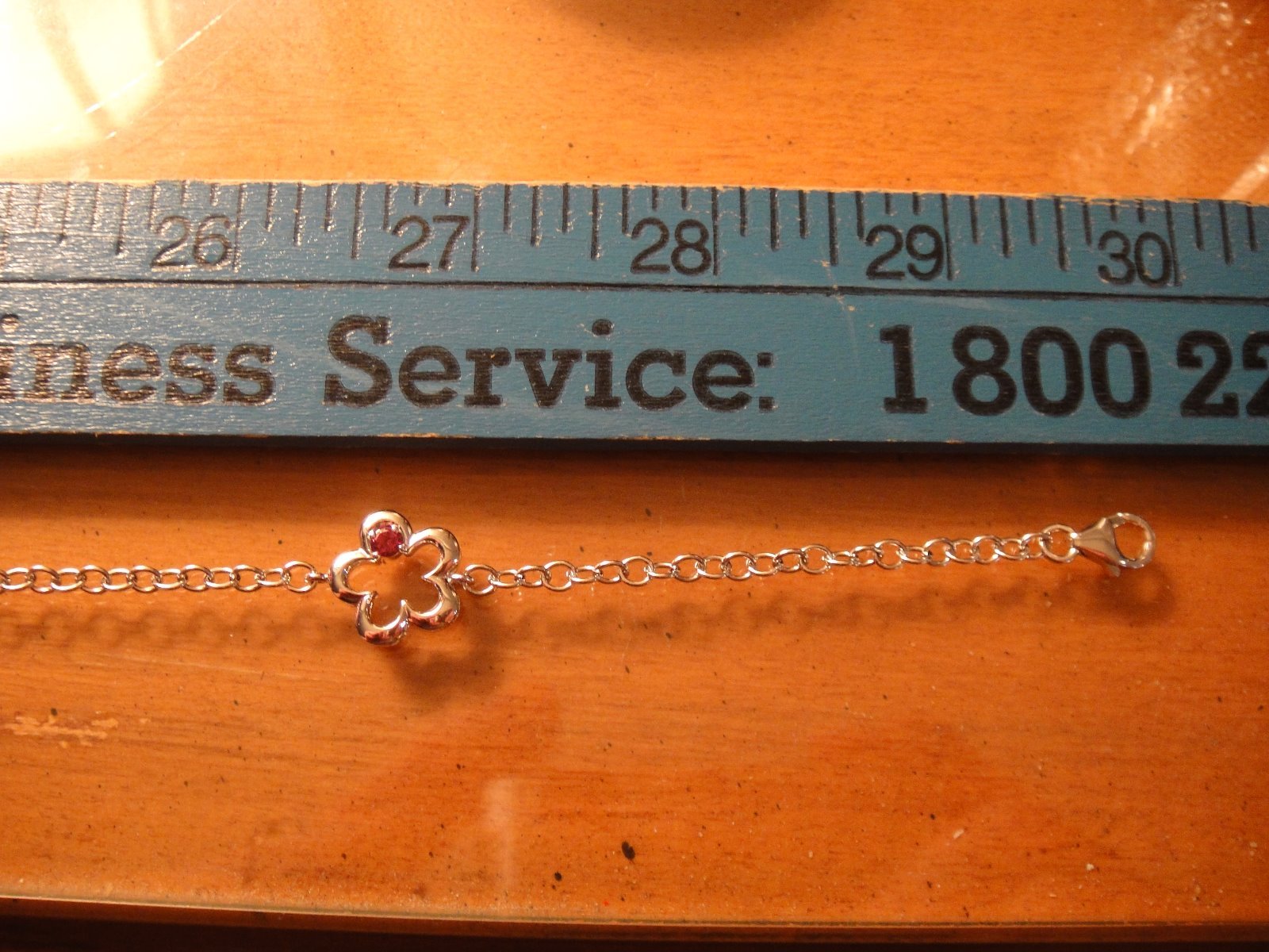 NEW solid sterling 30″ chain 9 station necklace with rhodolite garnets rhodium