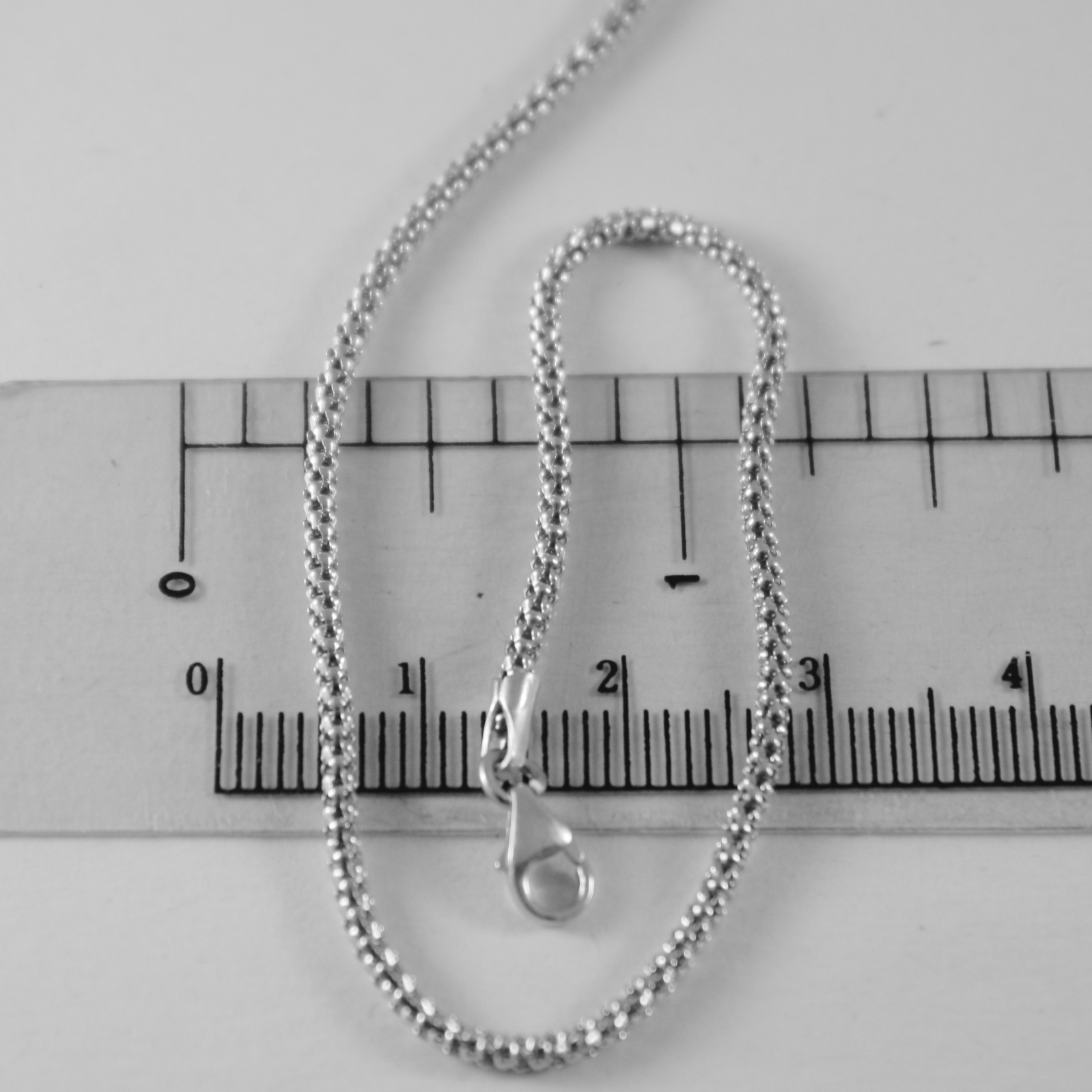 18K WHITE GOLD CHAIN LITTLE BASKET ROUND POPCORN LINK 2 MM WIDTH 15.75 IN