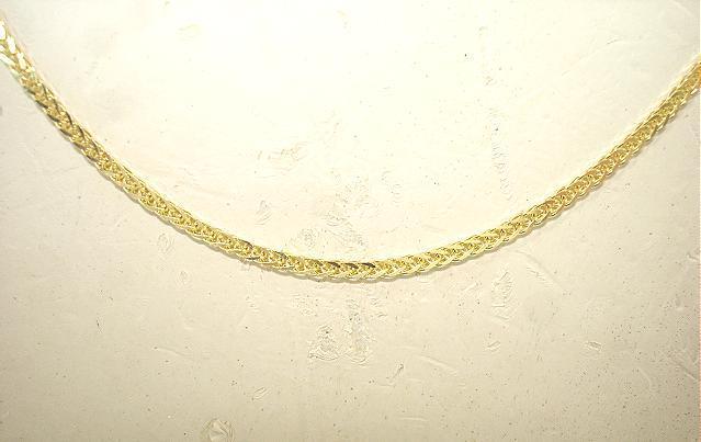 1.5MM ITALIAN SOLID 14K YELLOW GOLD DC SPIGA SQUARE WHEAT CHAIN NECKLACE 16-24″