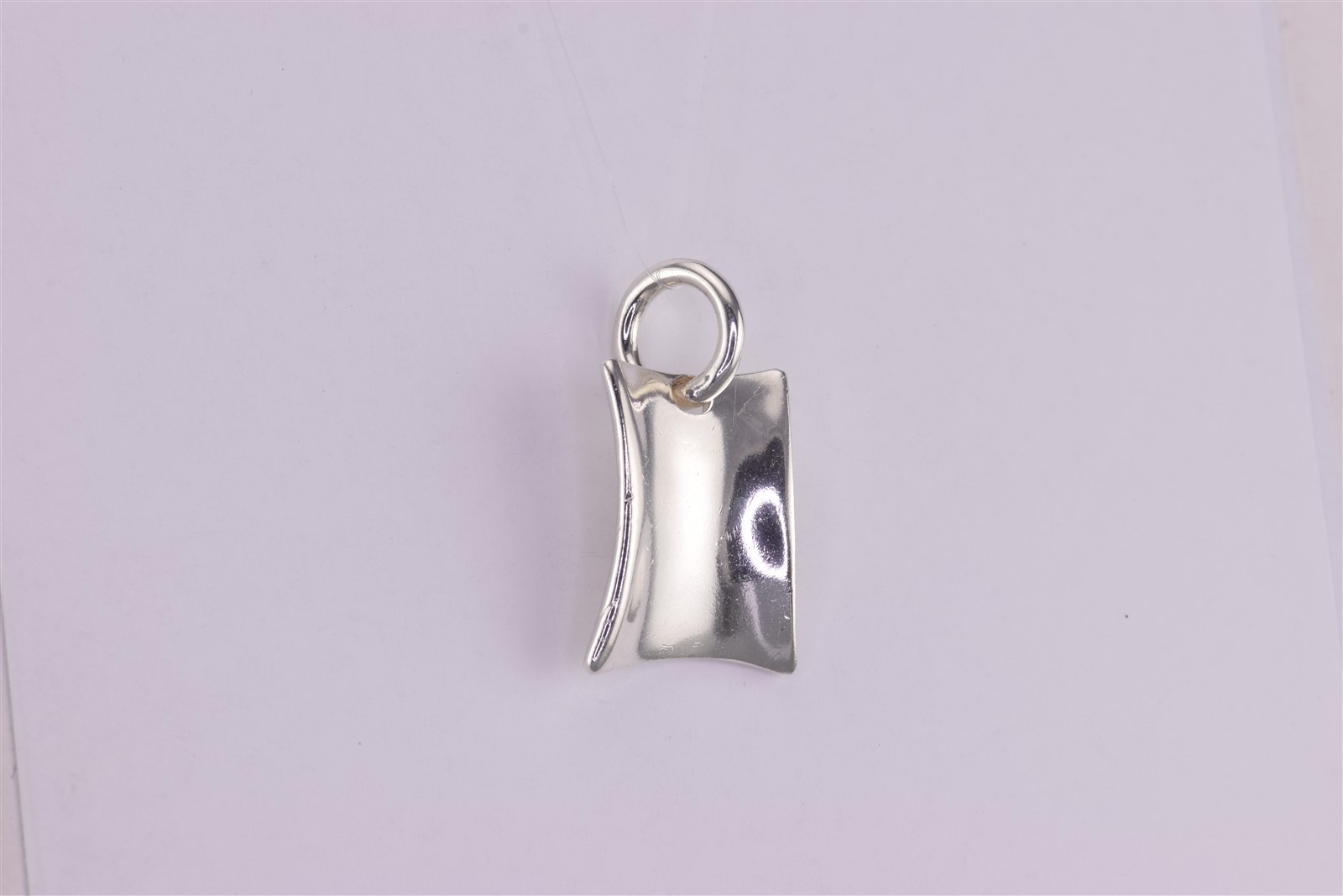 Sterling Silver 20mm x 16mm Polished Concaved Modernist Rectangle 925 Pendant