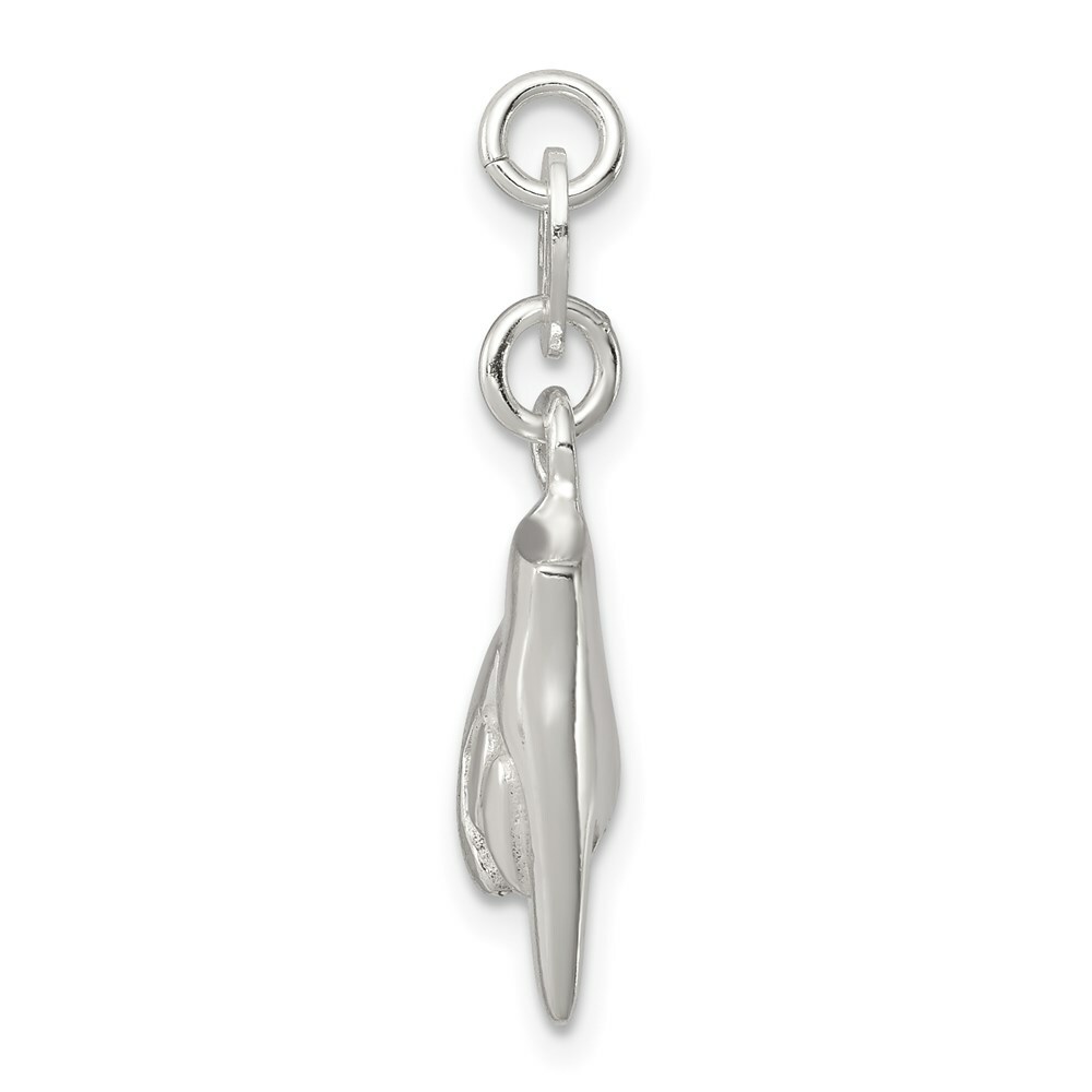 Sterling Silver Good Luck ROCK ON 3-D Hand Sign Charm Pendant 0.79 Inch
