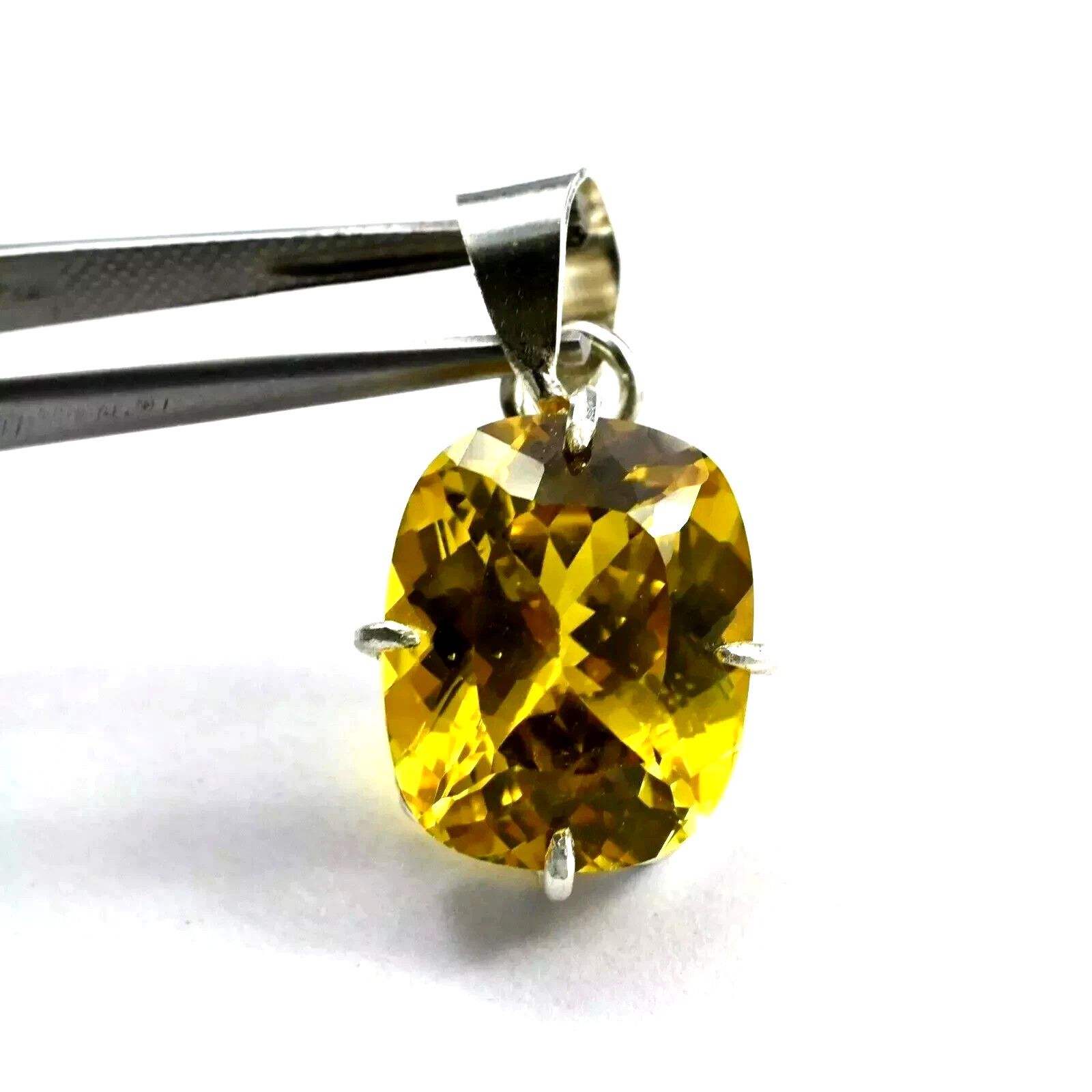 Natural 25 Ct Yellow Sapphire Cushion Cut 925 Solid Silver Pendant Gemstone