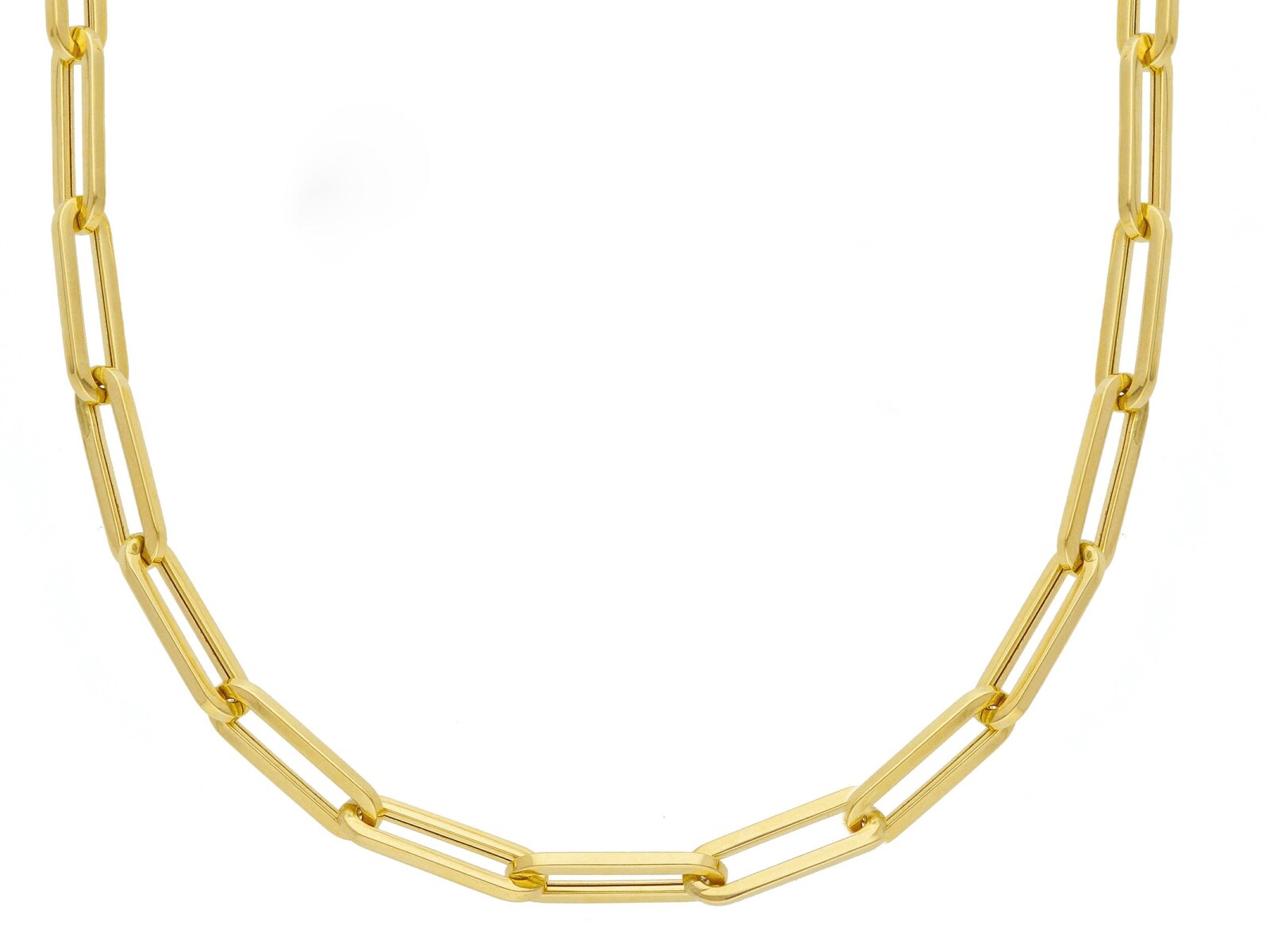 18K YELLOW GOLD CHAIN SQUARED OVAL PAPER CLIP 4x12mm LINKS, 17.7″ 45cm, ITALY