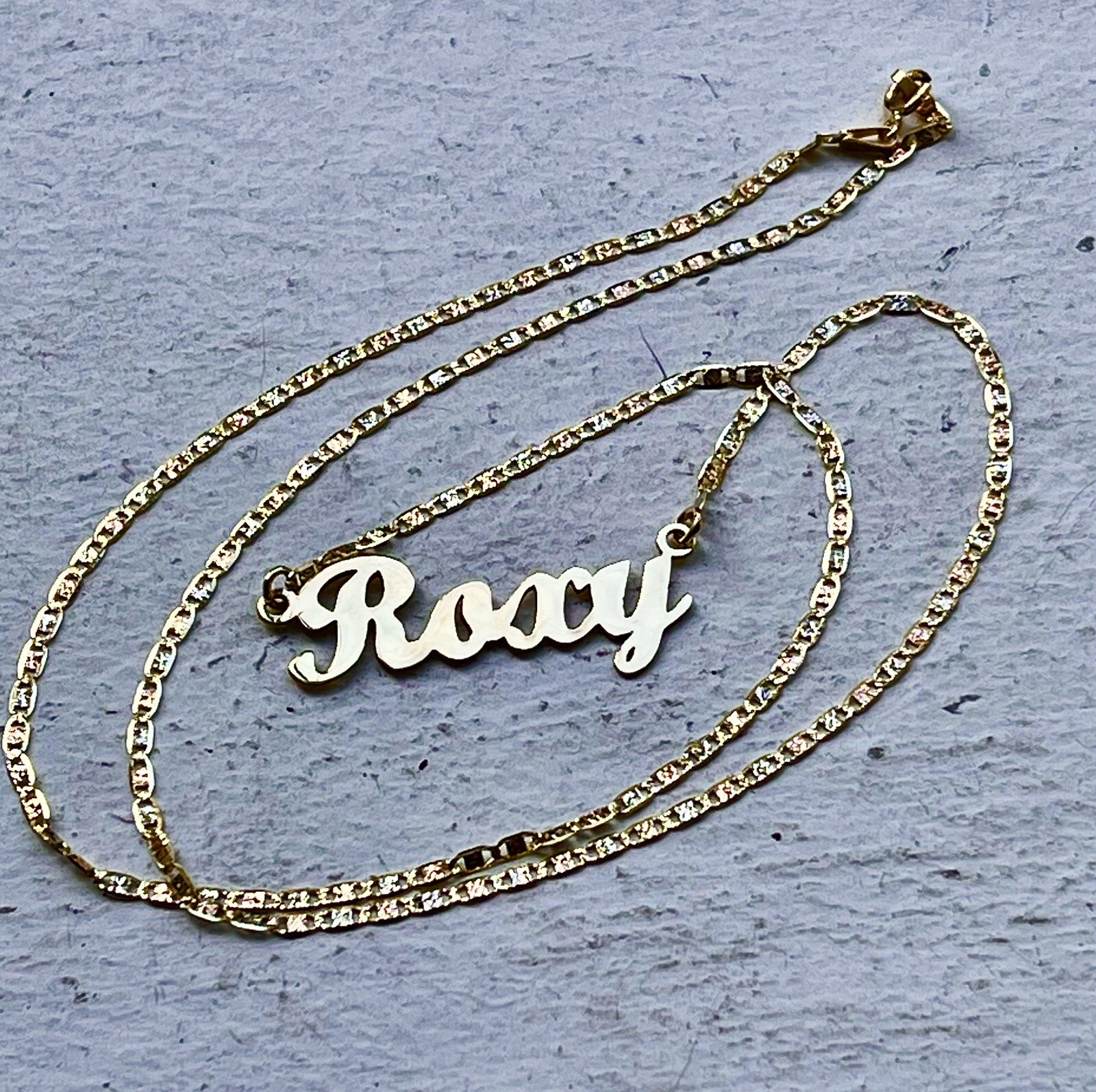 14K Solid Gold personalized Custom Name Necklace with Valentino Necklace