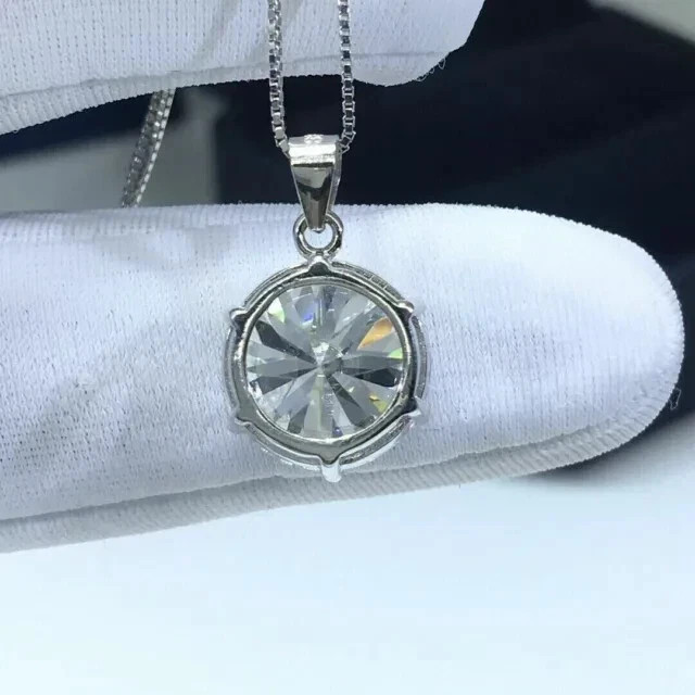 3.00Ct Round Cut Lab Created Diamond Solitaire Pendant 14K White Gold Finish