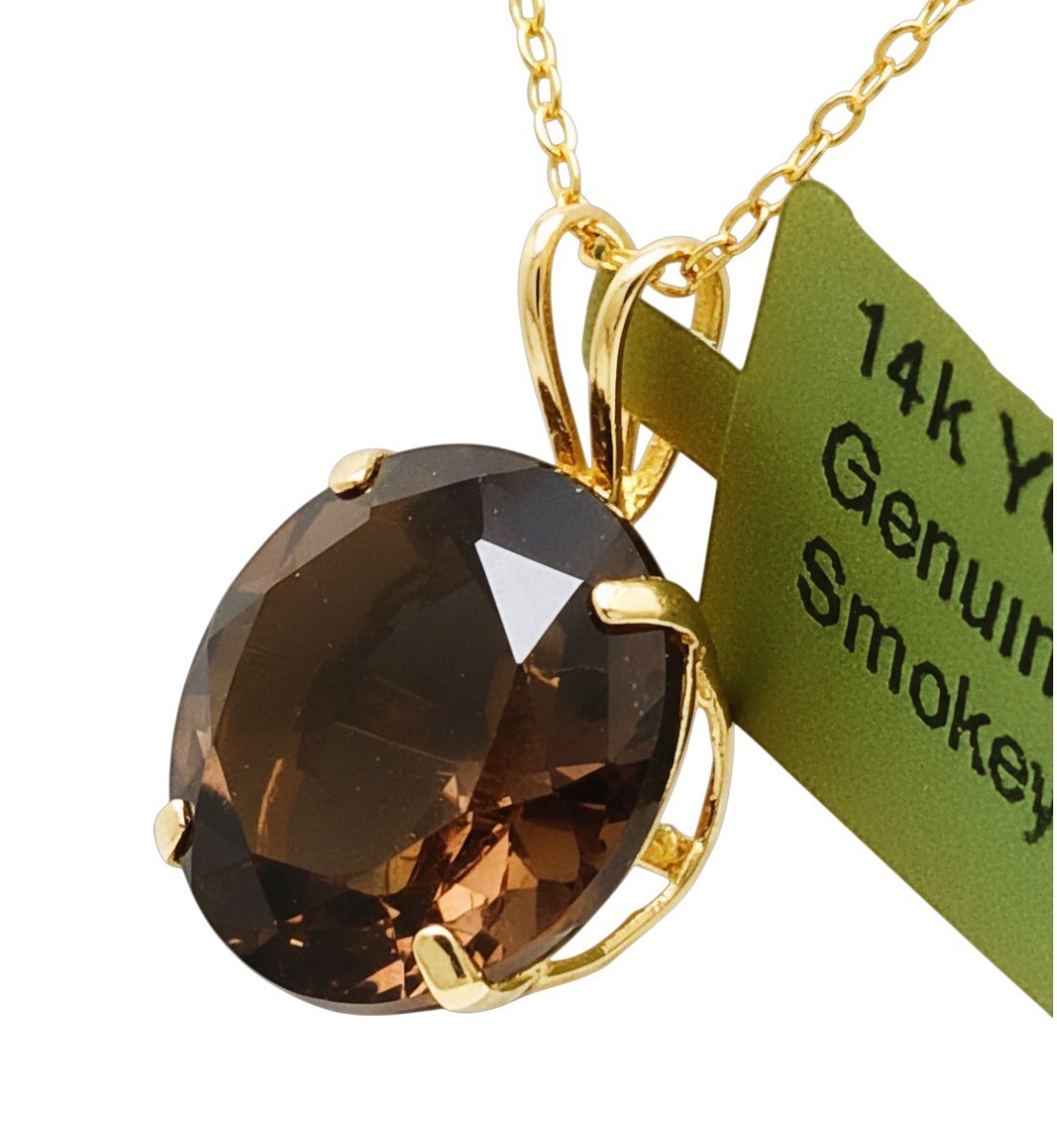 GENUINE 5.80 Cts SMOKY TOPAZ PENDANT 14k SOLID YELLOW GOLD -Free Appraisal – NWT