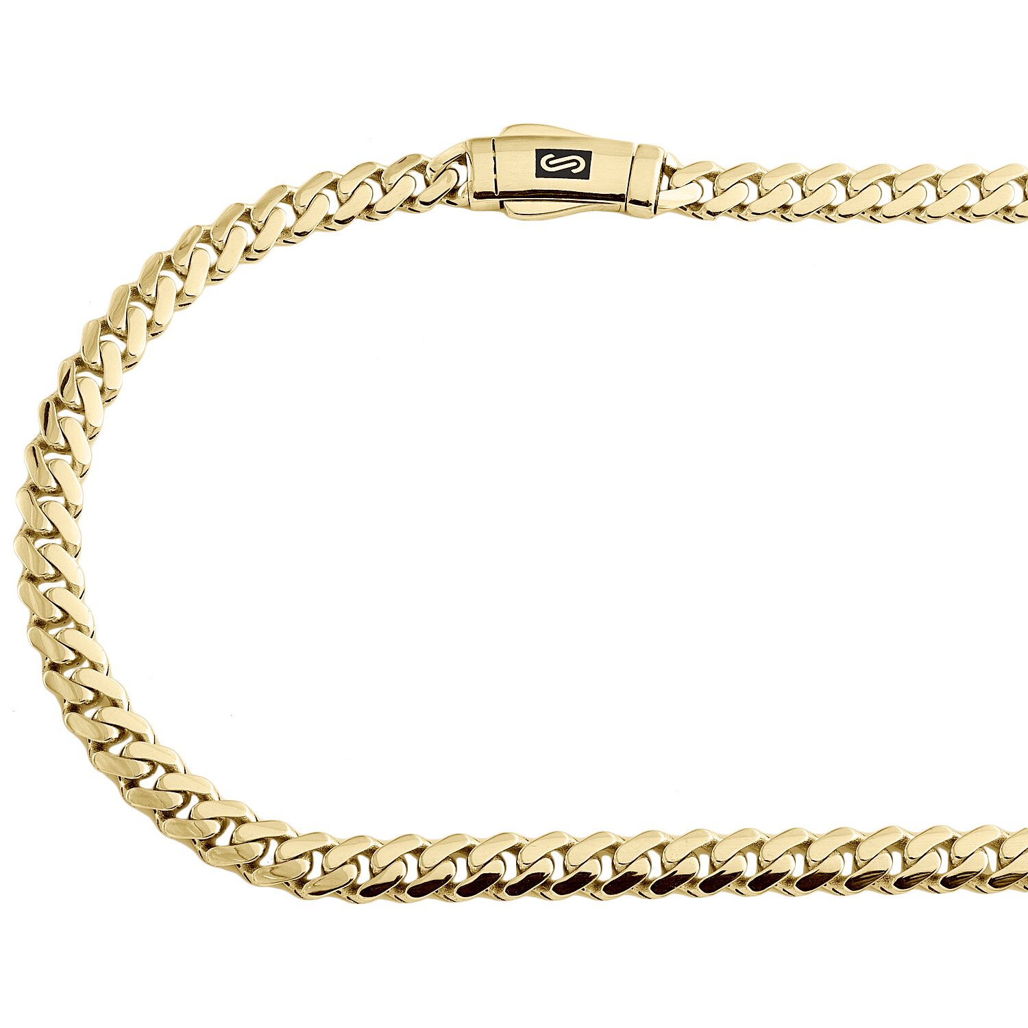 10K Yellow Gold High Polish 5mm Monaco / Cuban Link Chain Statement Necklace 16″