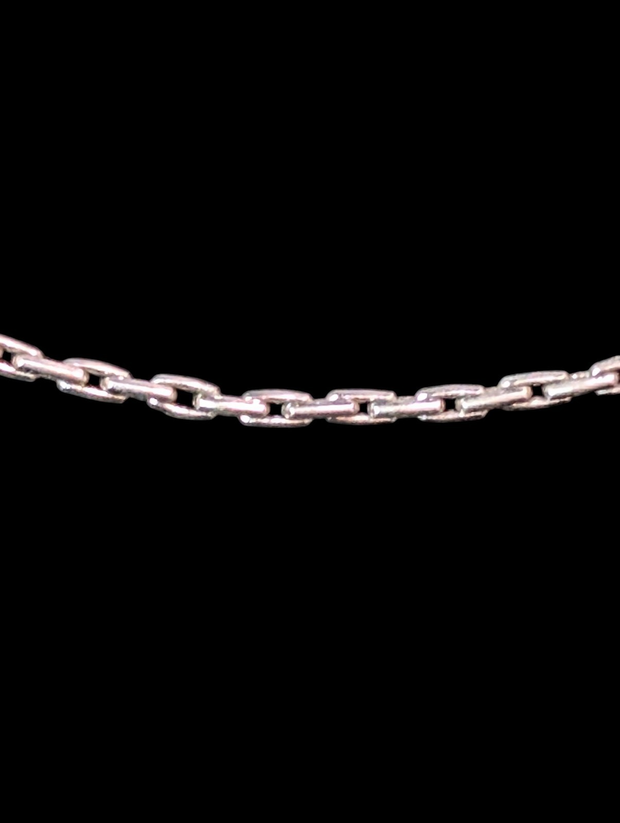Vintage Signed Wells Sterling Silver Elongated Link Chain Choker Necklace 15.5″