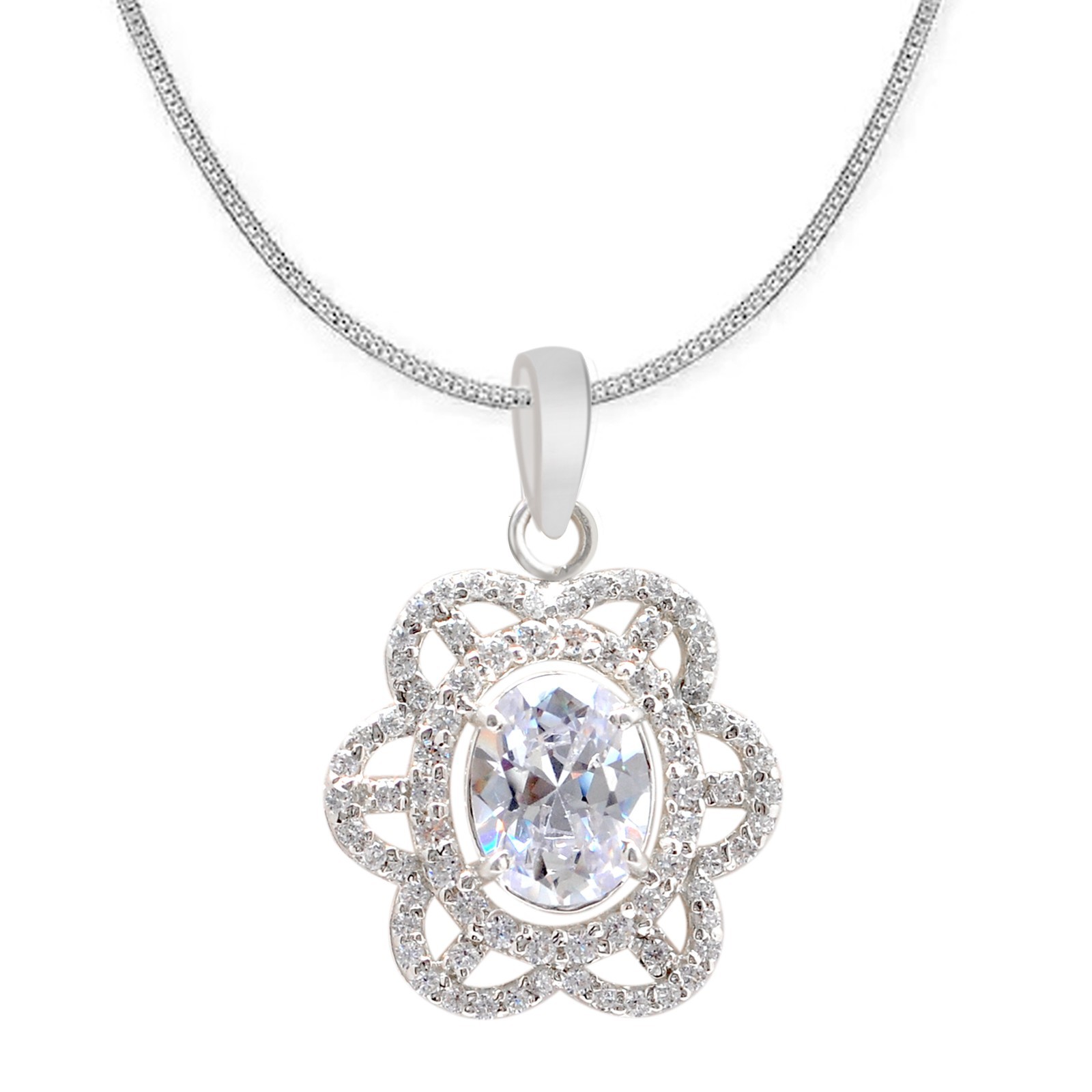 D/VVS1 2.50 Carats Oval Shape Women’s Pendant In 925 Silver – Tariffs Free