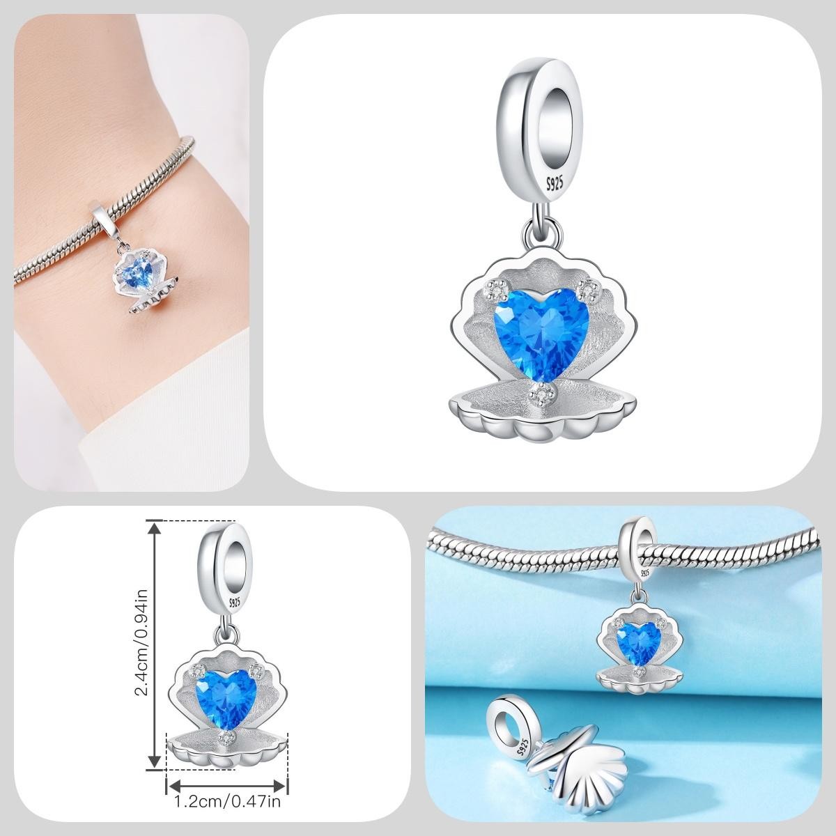 Blue Charm 925 Sterling Silver Ocean Pearls Betta Fish Pendant Birthday Party Gi