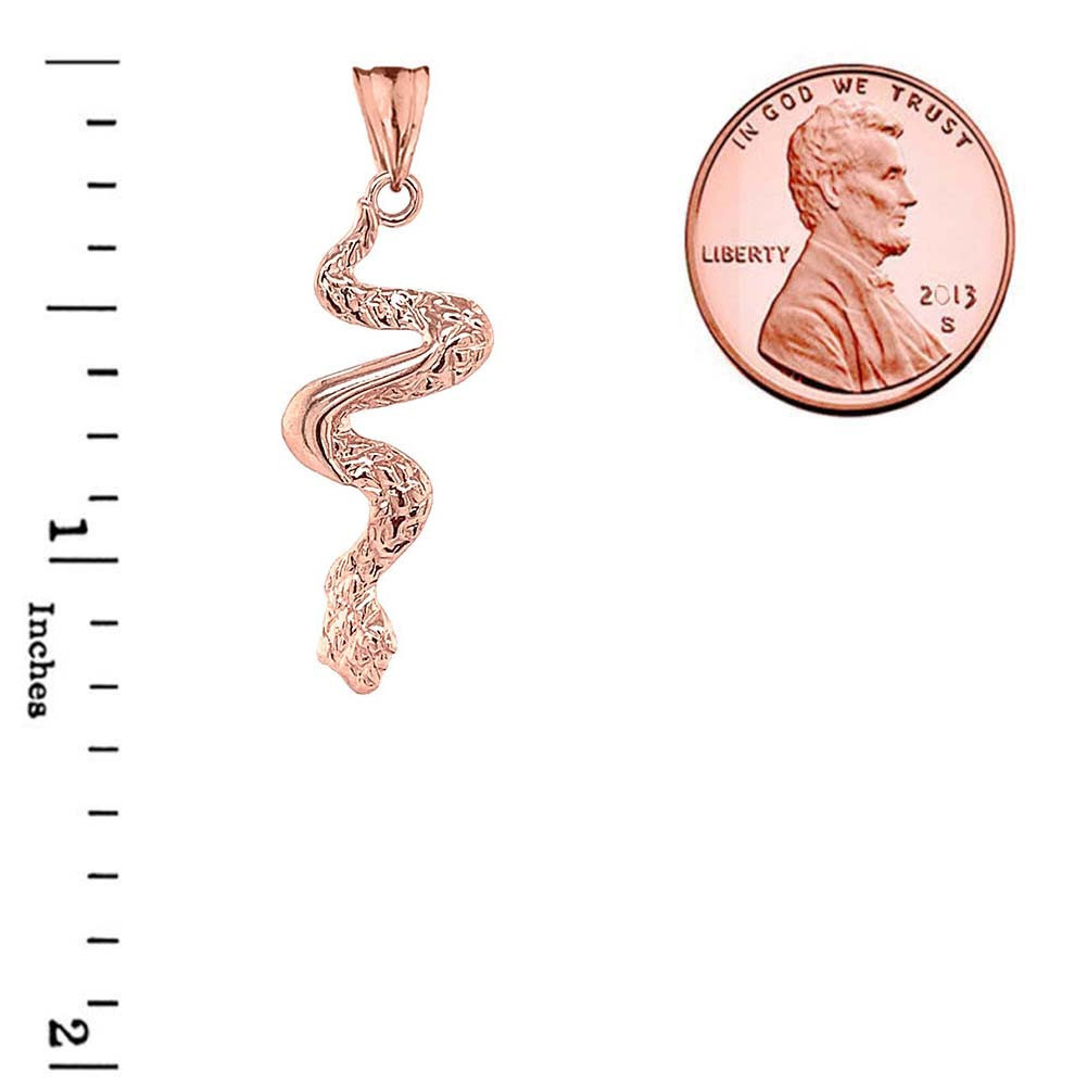 Solid Gold Serpent Snake Pendant Necklace (Available in Yellow/Rose/White Gold)