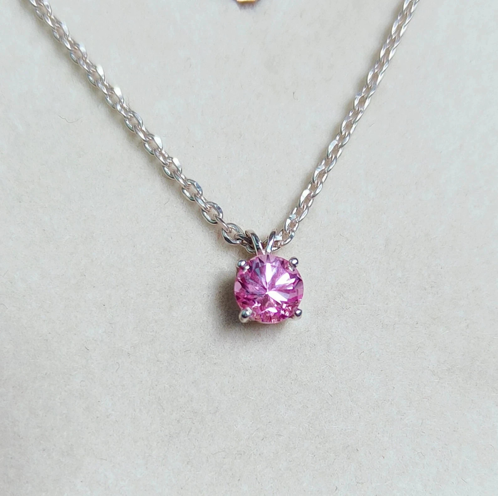 5 Ct Certified LabGrown Pink Diamond Solitaire Round Cut Sterling Sliver Pendant