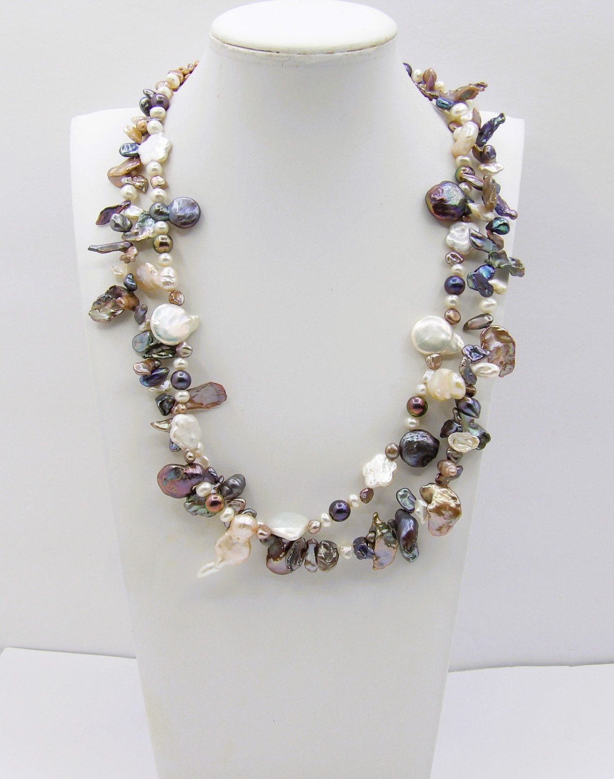 19.5 inches long Multicolor Mix shapes Genuine Freshwater Pearl Necklace NK957