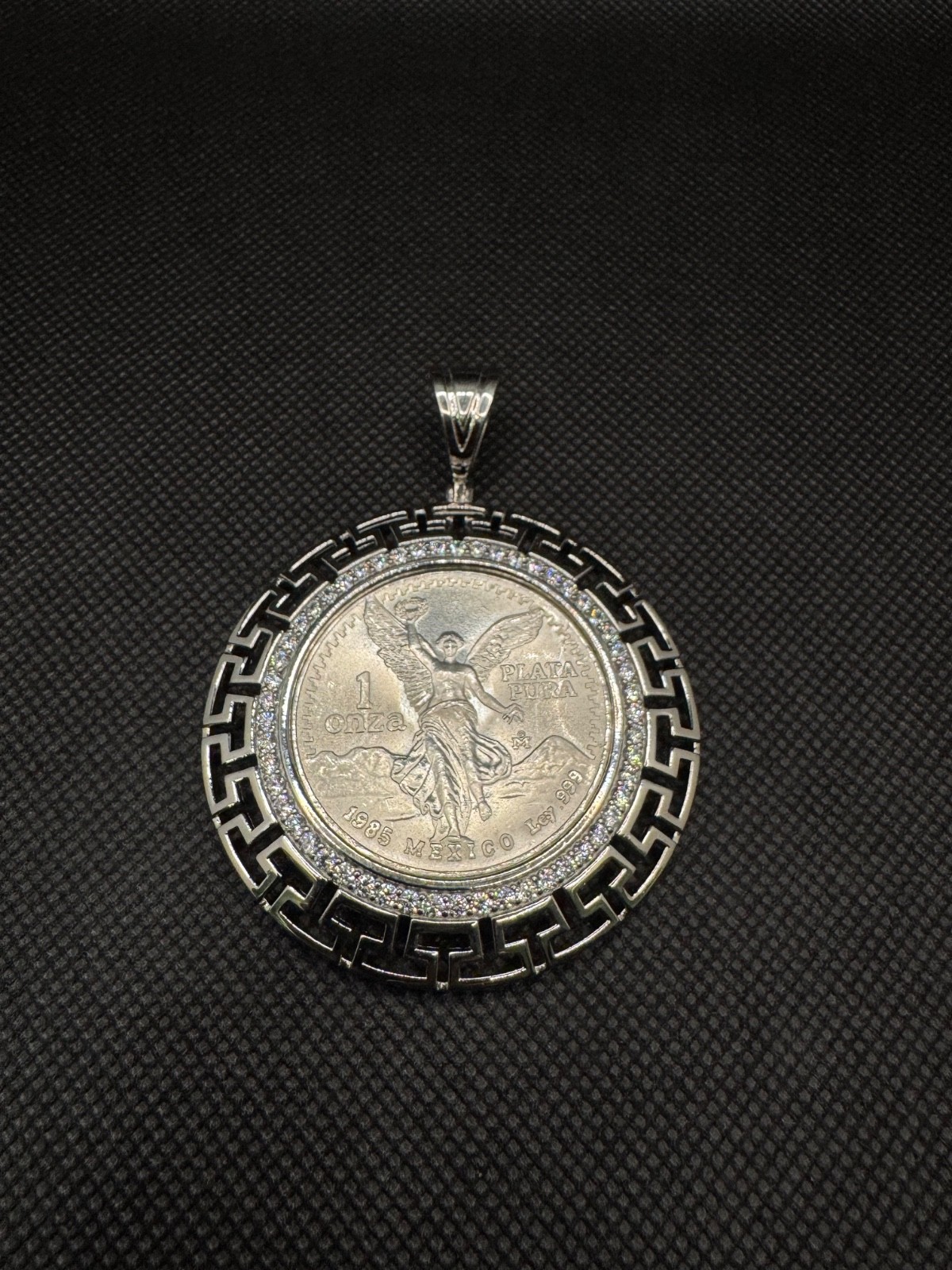 1oz .999 Centenario Libertad Coin Pendant – 925 Sterling Silver Nugget Bezel CZ