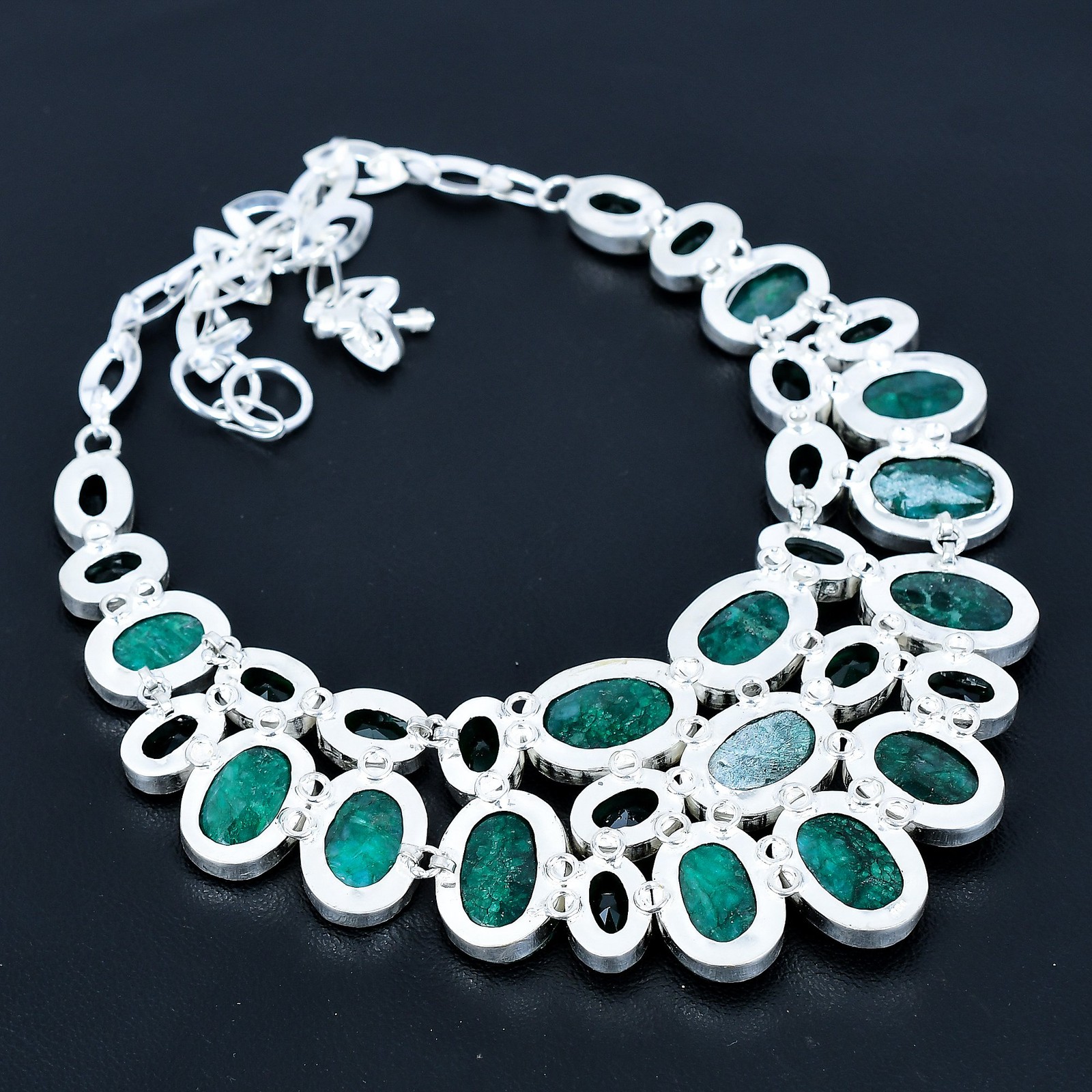 Emerald, Chrome Diopside 925 Sterling Silver Gemstone Jewelry Necklace 18″ PG 38