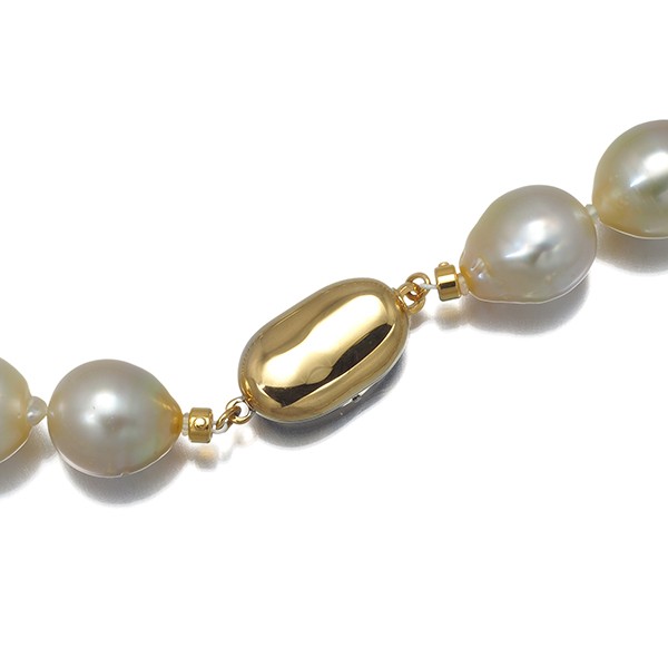 Light Golden South Sea Pearl 9.9-12.2mm Necklace Silver