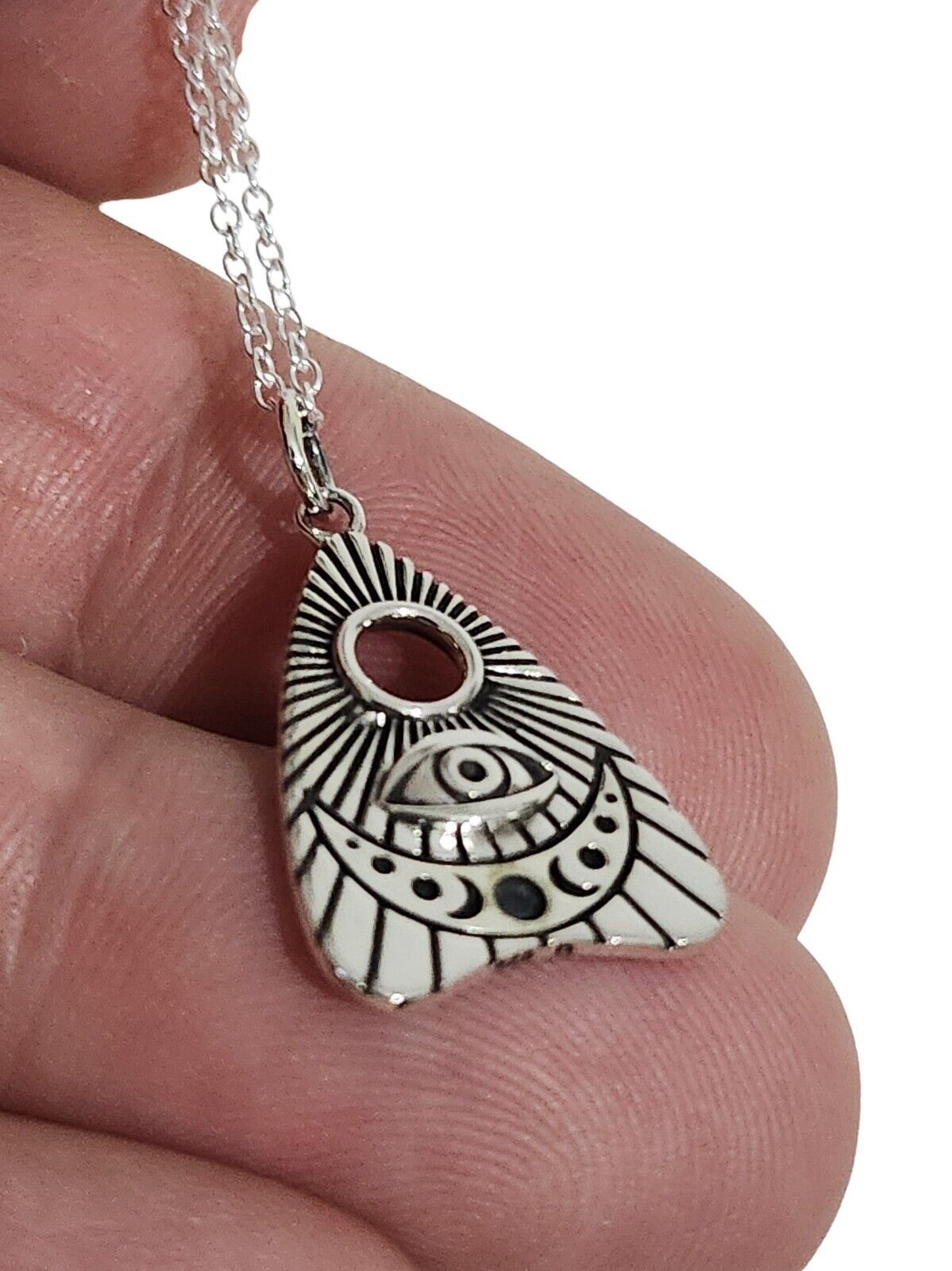 Ouija Necklace Pendant 18″ Chain 925 Silver All Seeing Eye Spiritualist Occult