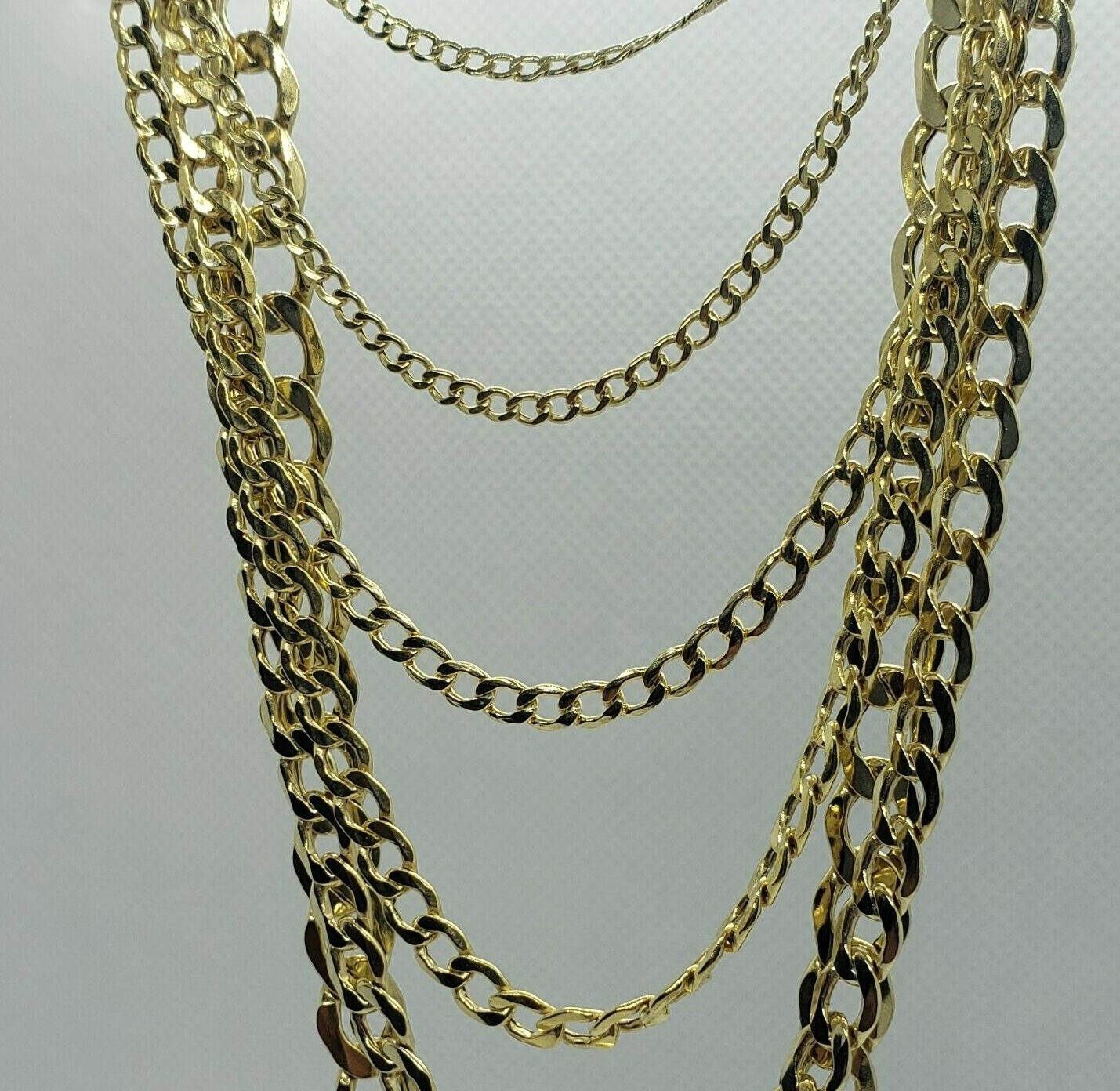 10K Yellow Gold Hollow Cuban Curb Chain Link Necklace Bracelet 5.5mm 7mm 7″~30″