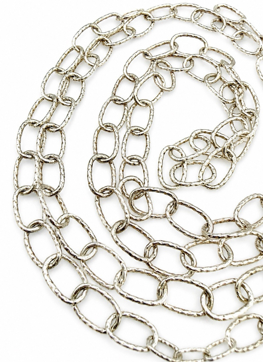 Sterling Silver Dyadema Italy Textured Oval Link Chain Necklace 42″