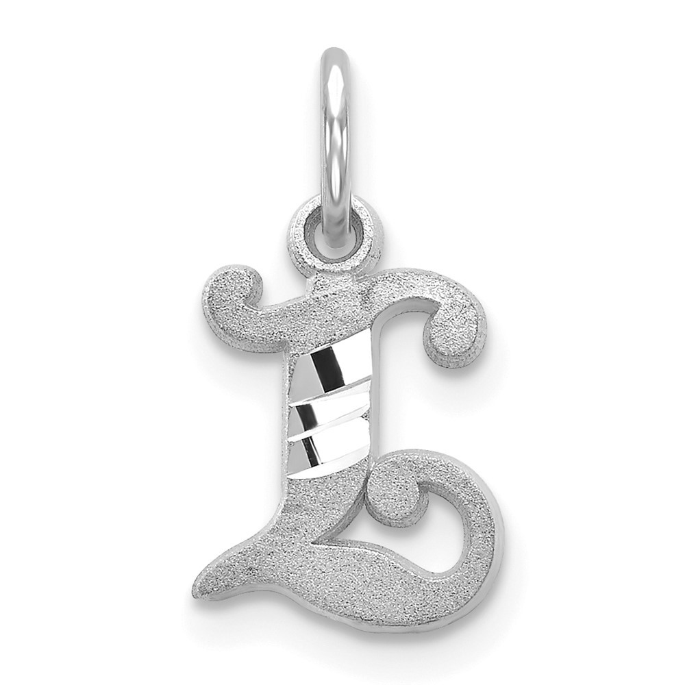 10k White Gold Diamond-cut Initial L Charm Pendant 0.48gm L-17 mm, W-10 mm