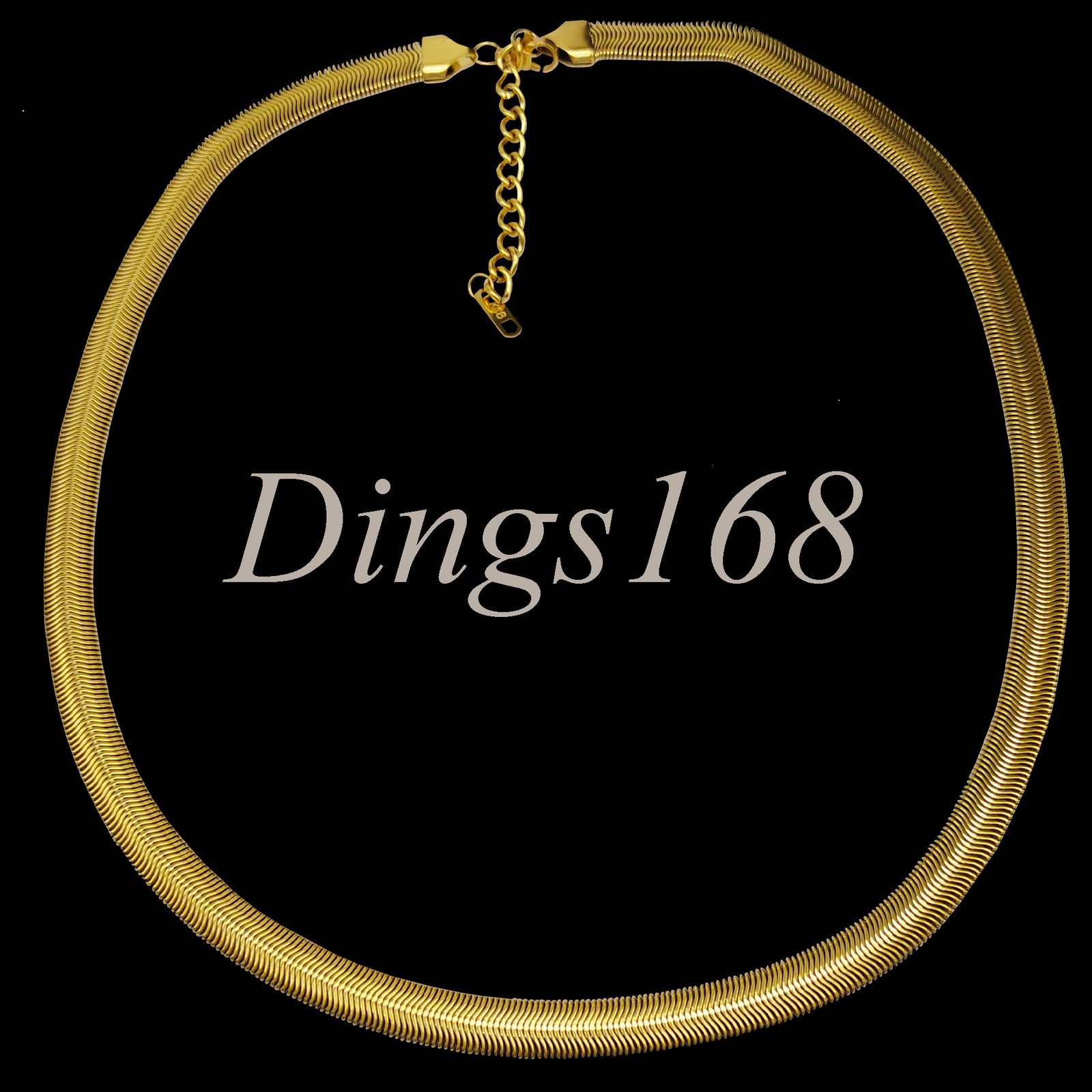 18K Yellow Gold Filled Tarnish-Resist 20″+2″ 7mm Very Wide Flat Snake Necklace