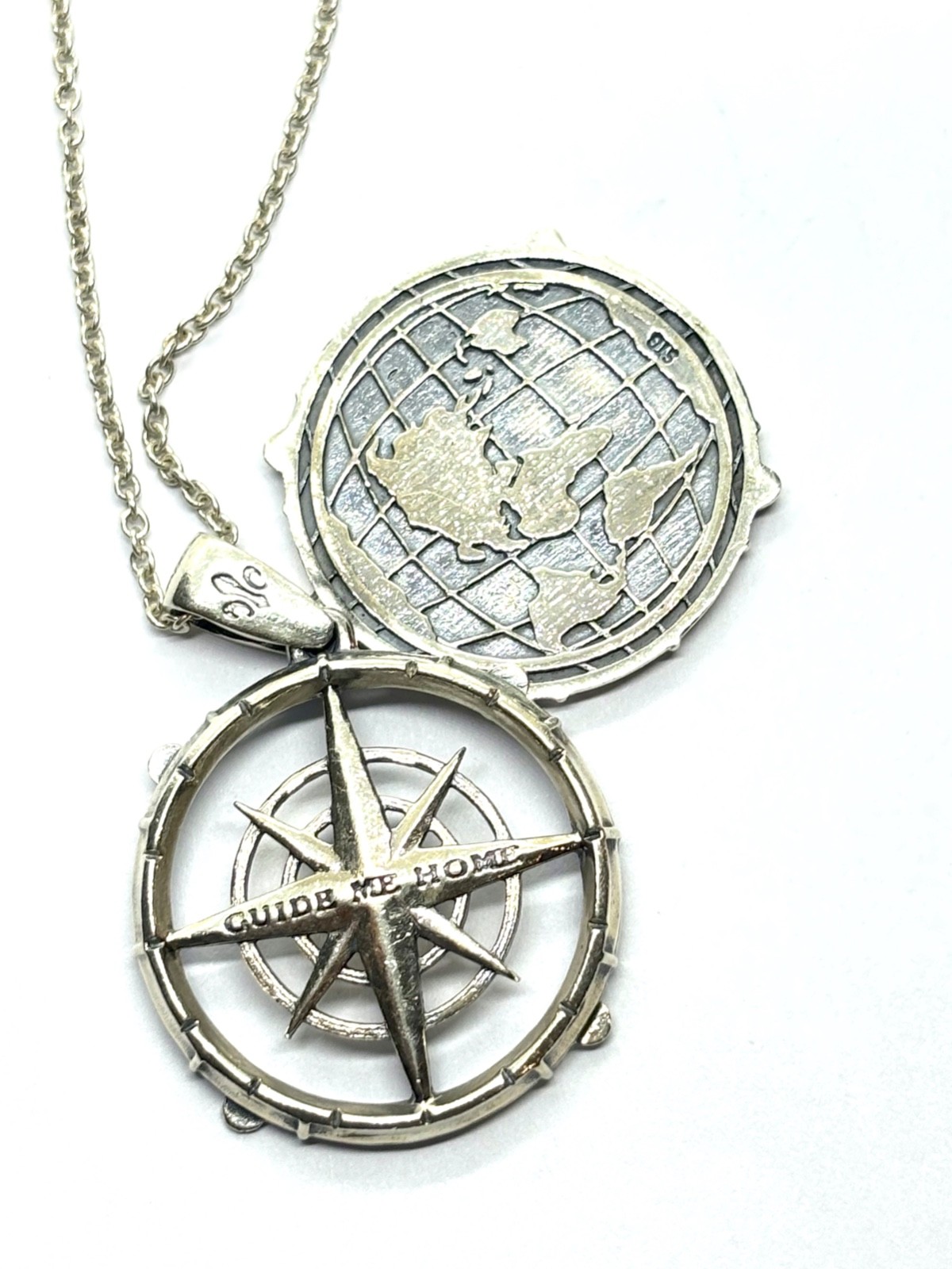 Sterling Silver “The Traveller of 200 Collection” Compass Pendant Necklace 18.9g