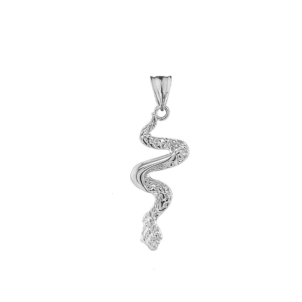 Solid Gold Serpent Snake Pendant Necklace (Available in Yellow/Rose/White Gold)