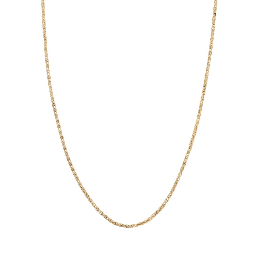 1mm Spiga/Wheat Link Chain 18.5″ Necklace 14k Yellow Gold Italy 2.63 Grams