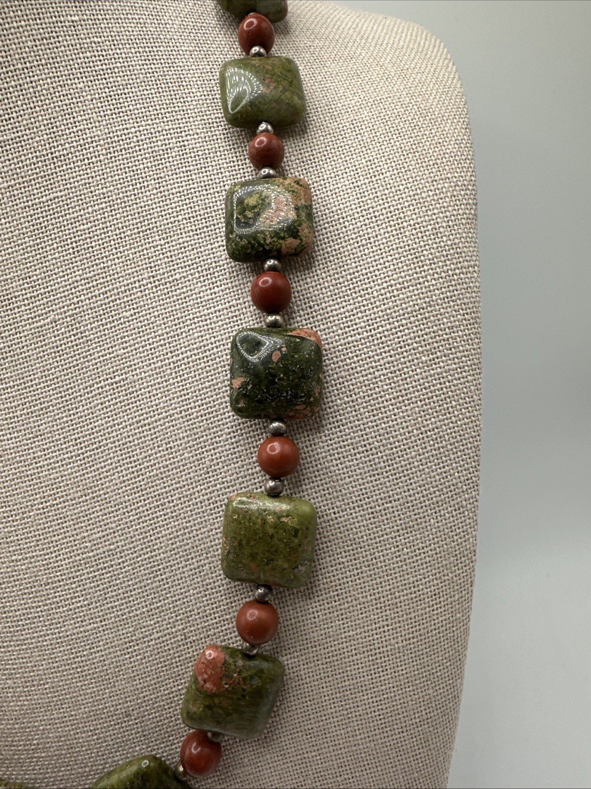 Jay King Natural Australian Unakite Sterling Silver Necklace 20-23”