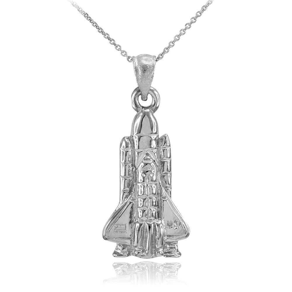 Solid Gold Space Shuttle Pendant Necklace (Available in Yellow/Rose/White Gold)