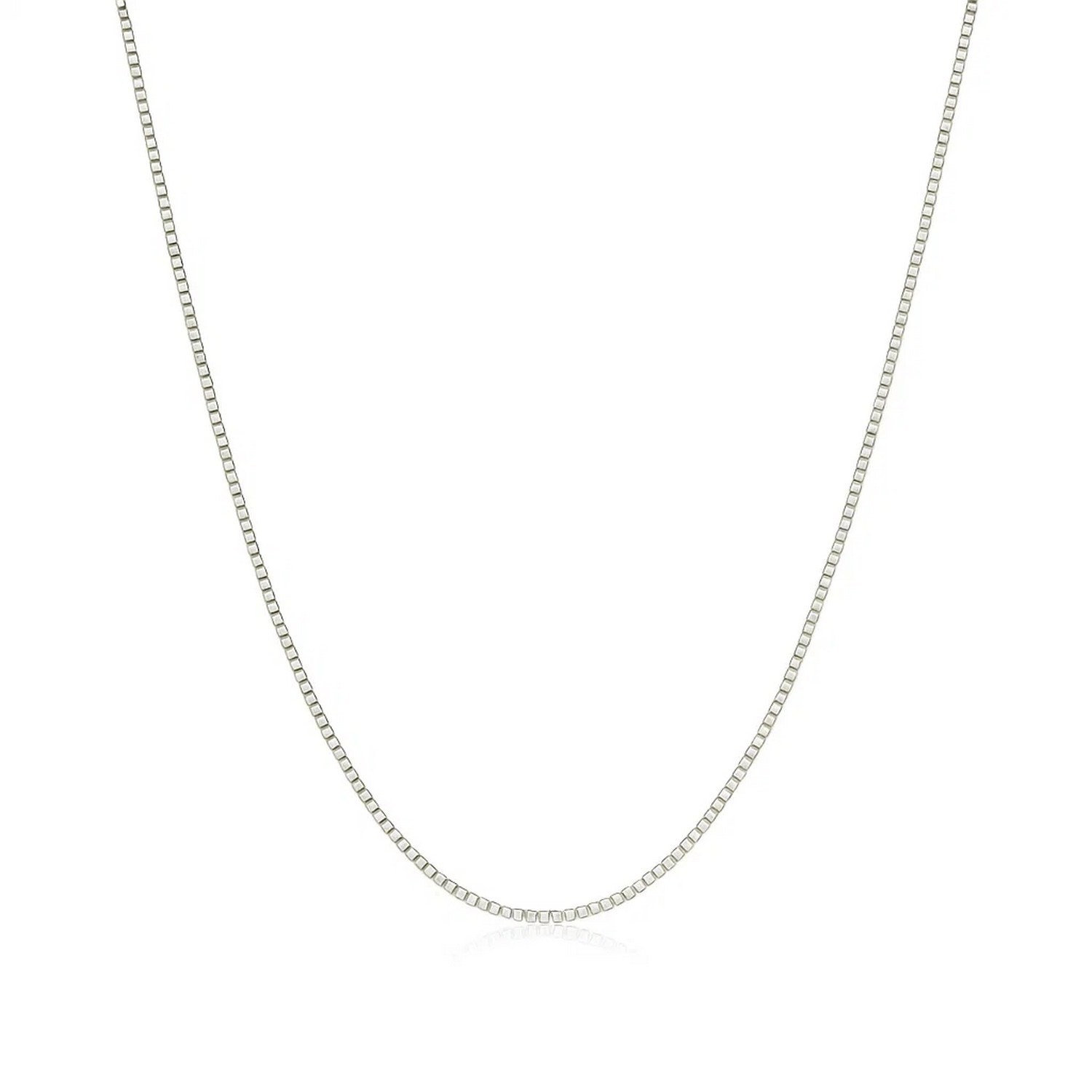 Classic Box Chain, 14K White Gold, Sizes 16-20, 0.45 mm, Dainty, Polished