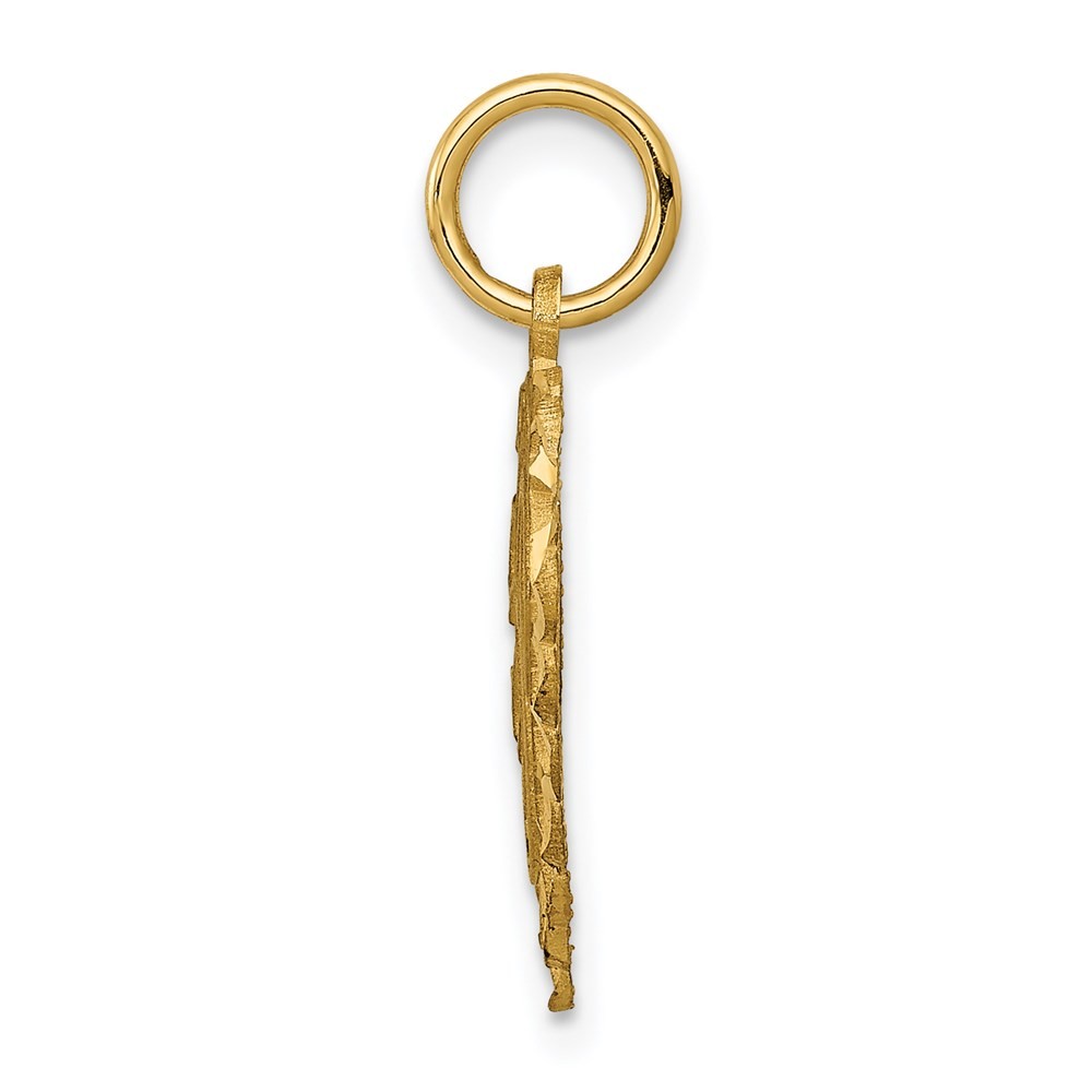 14k Yellow Gold, Grace Collection, Satin Heart Initial E Pendant, 15mm
