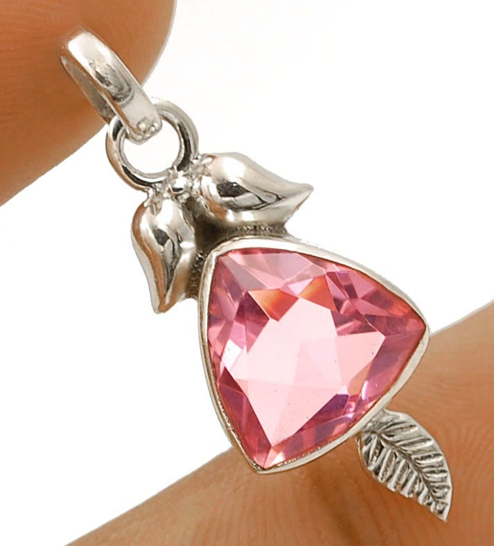 Leaf 3CT Natural Kunzite 925 Solid Sterling Silver Pendant Jewelry @B17-8