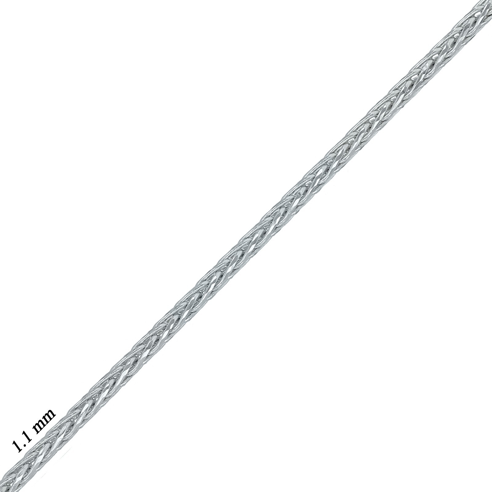 Italian 14k White Gold Solid Spiga Wheat Chain Necklace 20″ 1.1mm 3.8 grams