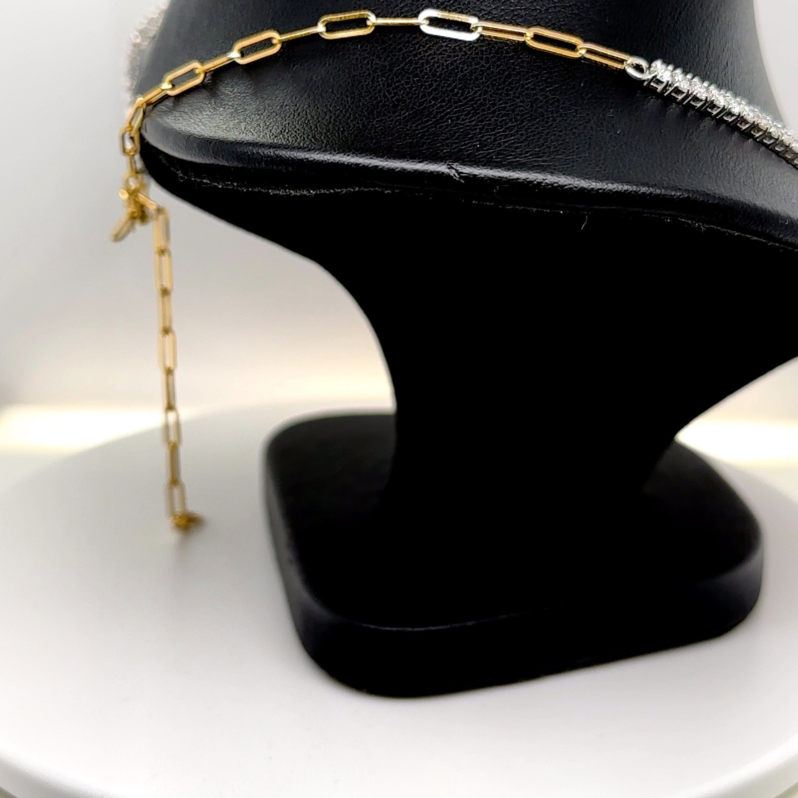 Solid 14K Gold, Lab Created Diamond Round Tennis Necklace, Paperclip Link