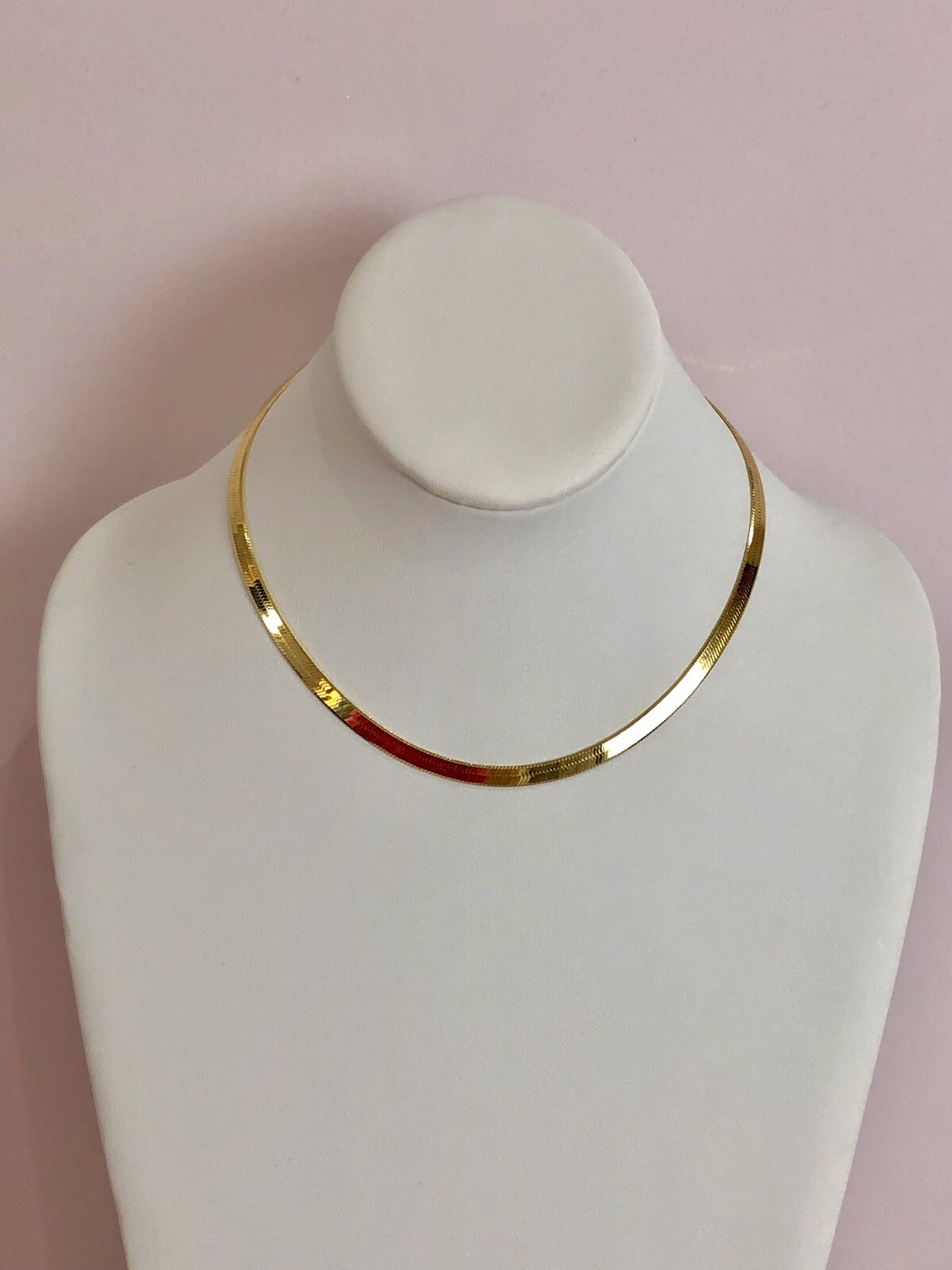 Herringbone Necklace 14k Italian Gold Plated Sterling Silver | 5MM | 16”inches