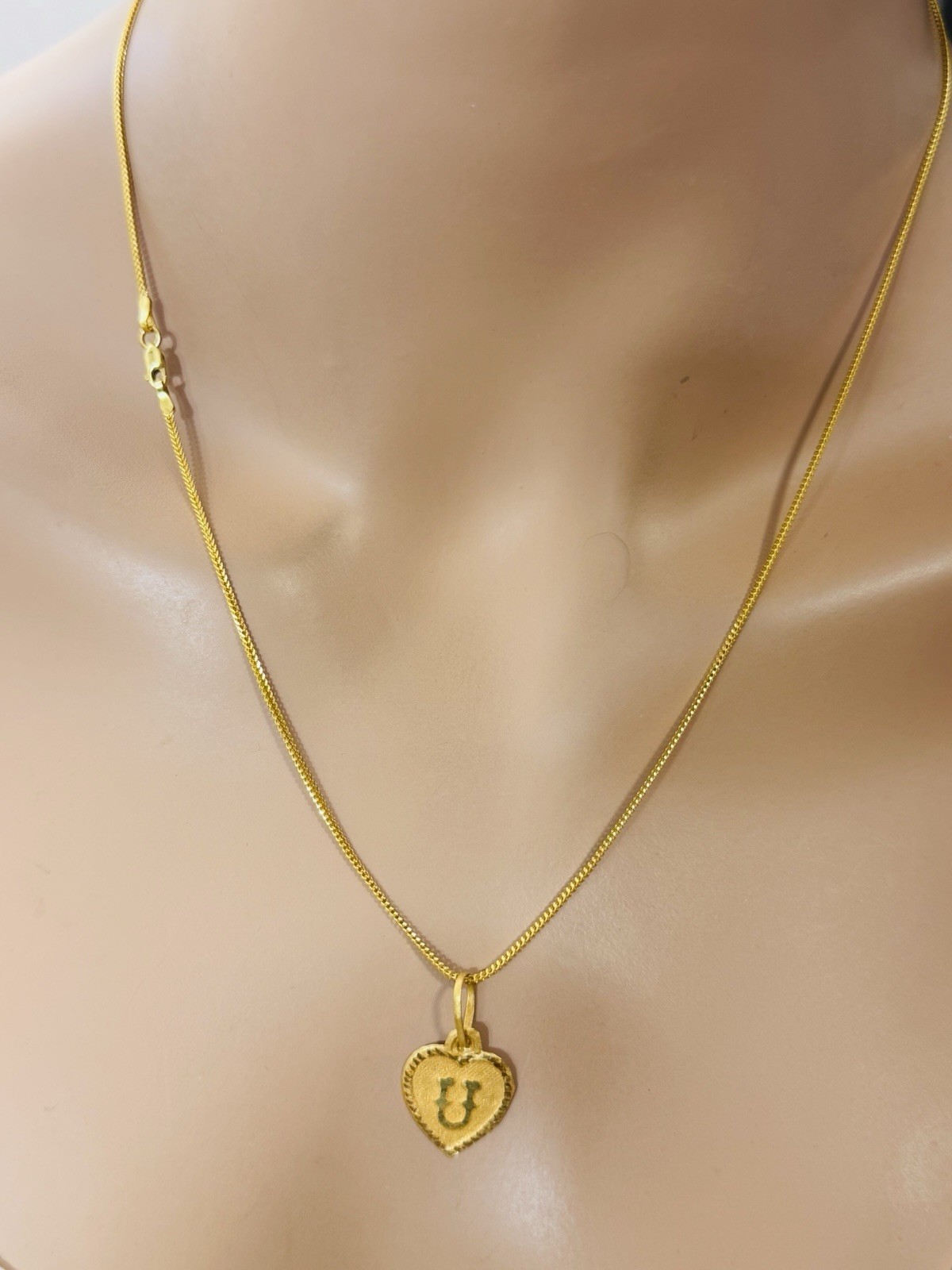 22K 916 Real Gold Two Set of Pendant 22K Heart & 21K Coin Round 6.63g