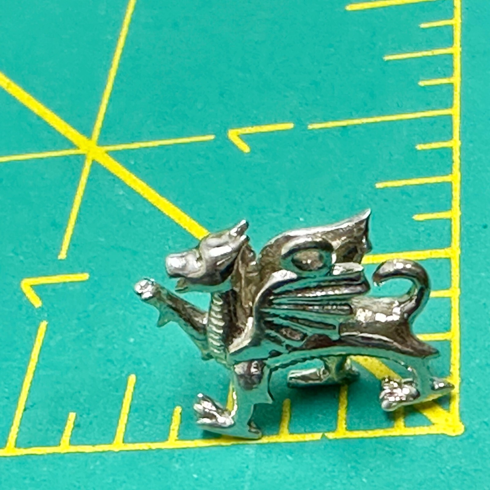 Welsh Dragon Pendant Signed WTJ Sterling Silver 925 Detailed Wings Tail 3D Charm
