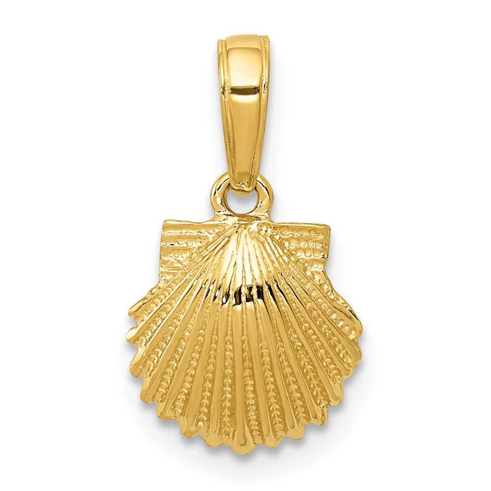 10K / 14K Yellow Gold Scallop Shell Pendant