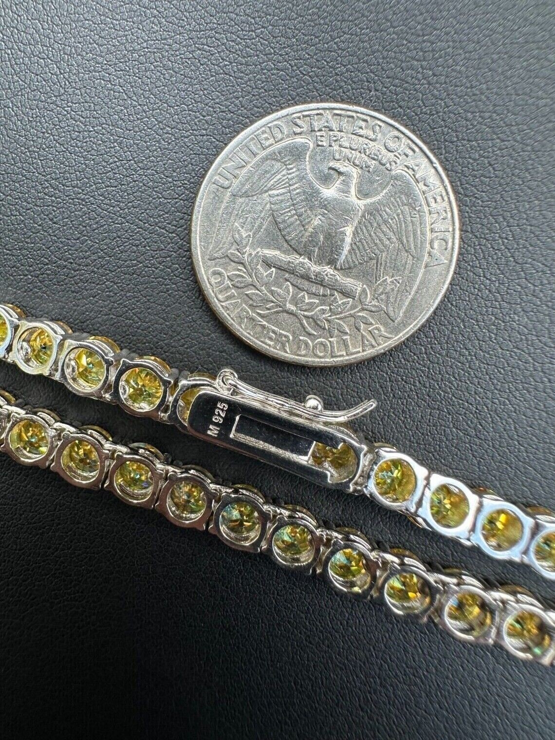 45ct Lab Created Yellow Sapphire 14K White Gold Plated 5MM Tennis Women Necklace