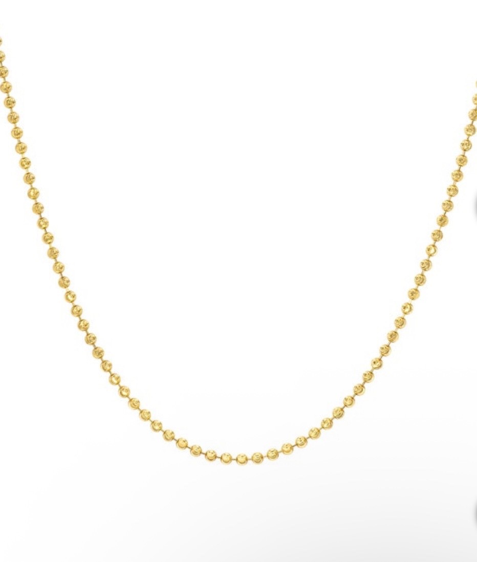 14k Solid Yellow Gold 1.8mm Diamond Cut Bead Chain Necklace 18 inches 4.78 grams